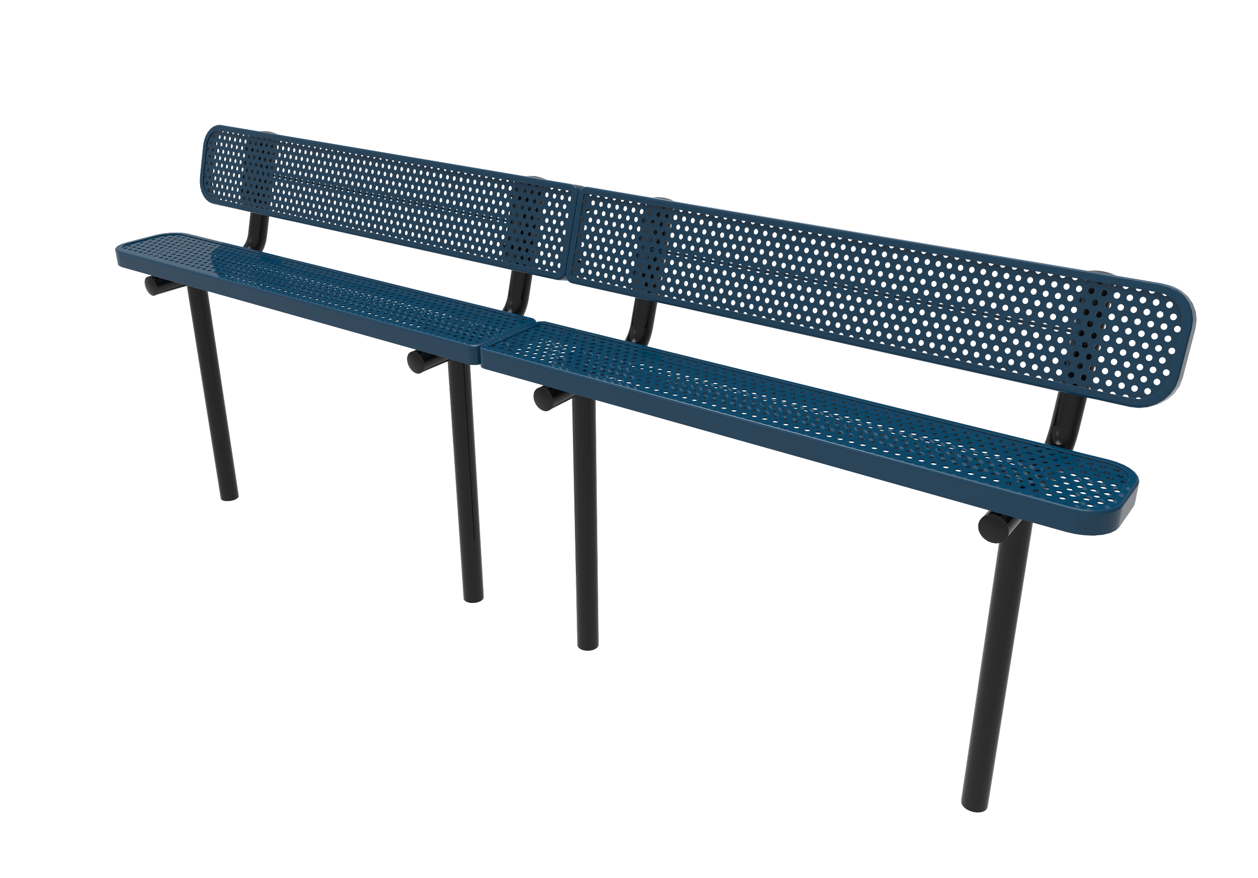 MyTCoat 10' - 15' Standard Bench w/ Back, Punched Steel, Inground Mount SKU BRT10