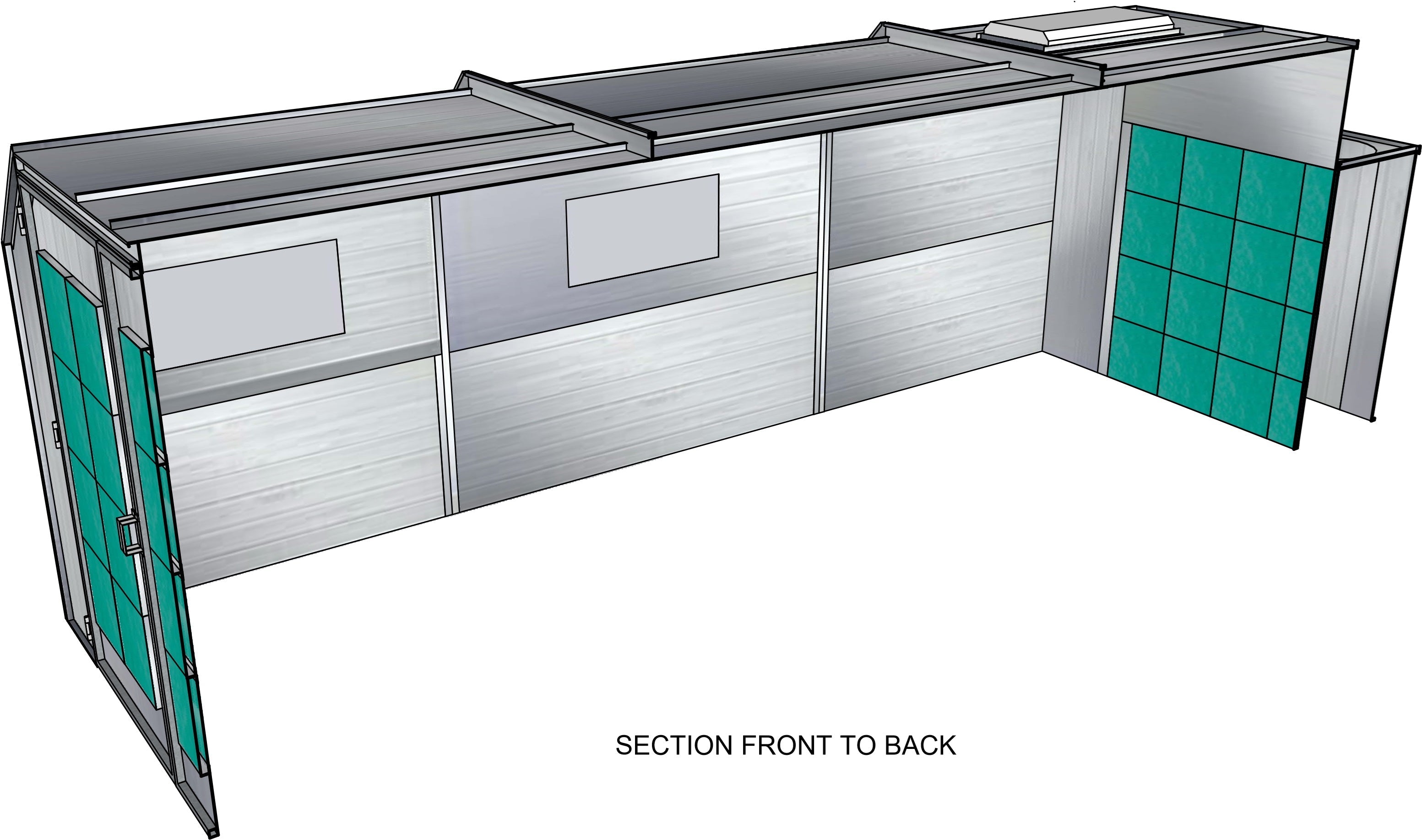 Merchant 1 Manufacturing Cross Flow Paint Booth w/ Box Exhaust SKU PBCF14929B