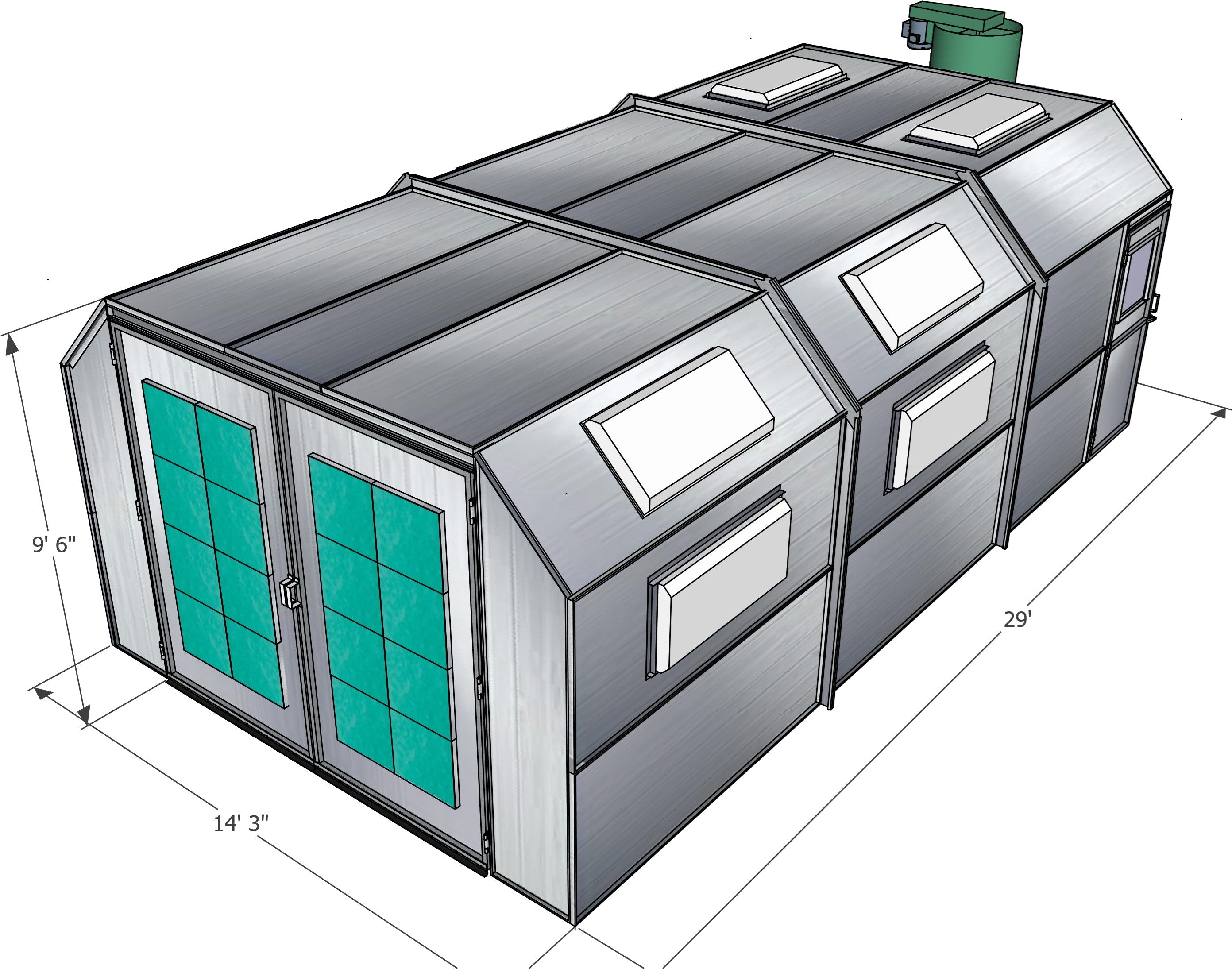 Merchant 1 Manufacturing Cross Flow Paint Booth w/ Box Exhaust SKU PBCF14929B