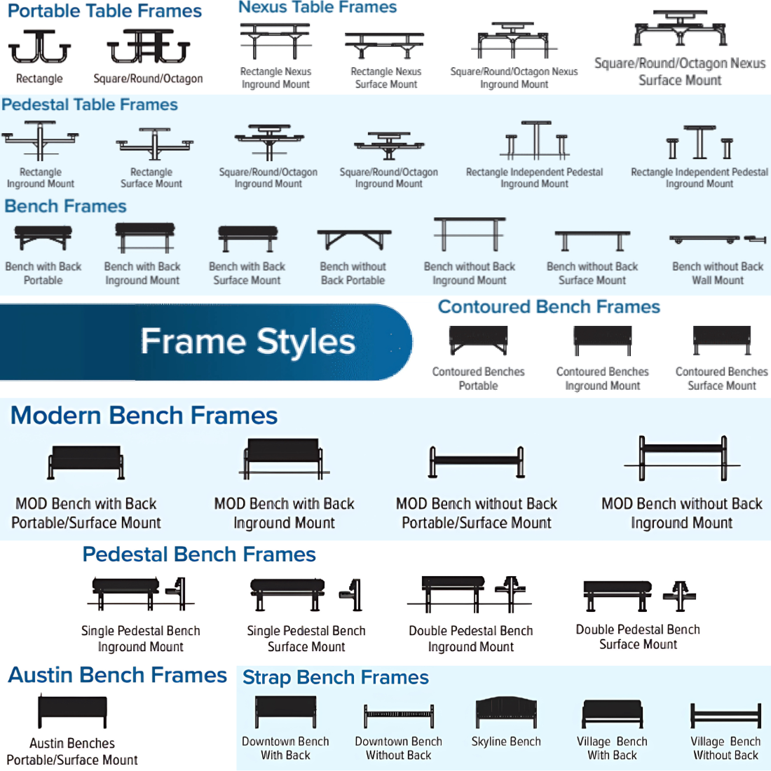MyTCoat 4' - 6' Downtown Bench, Strap Metal SKU BDT04