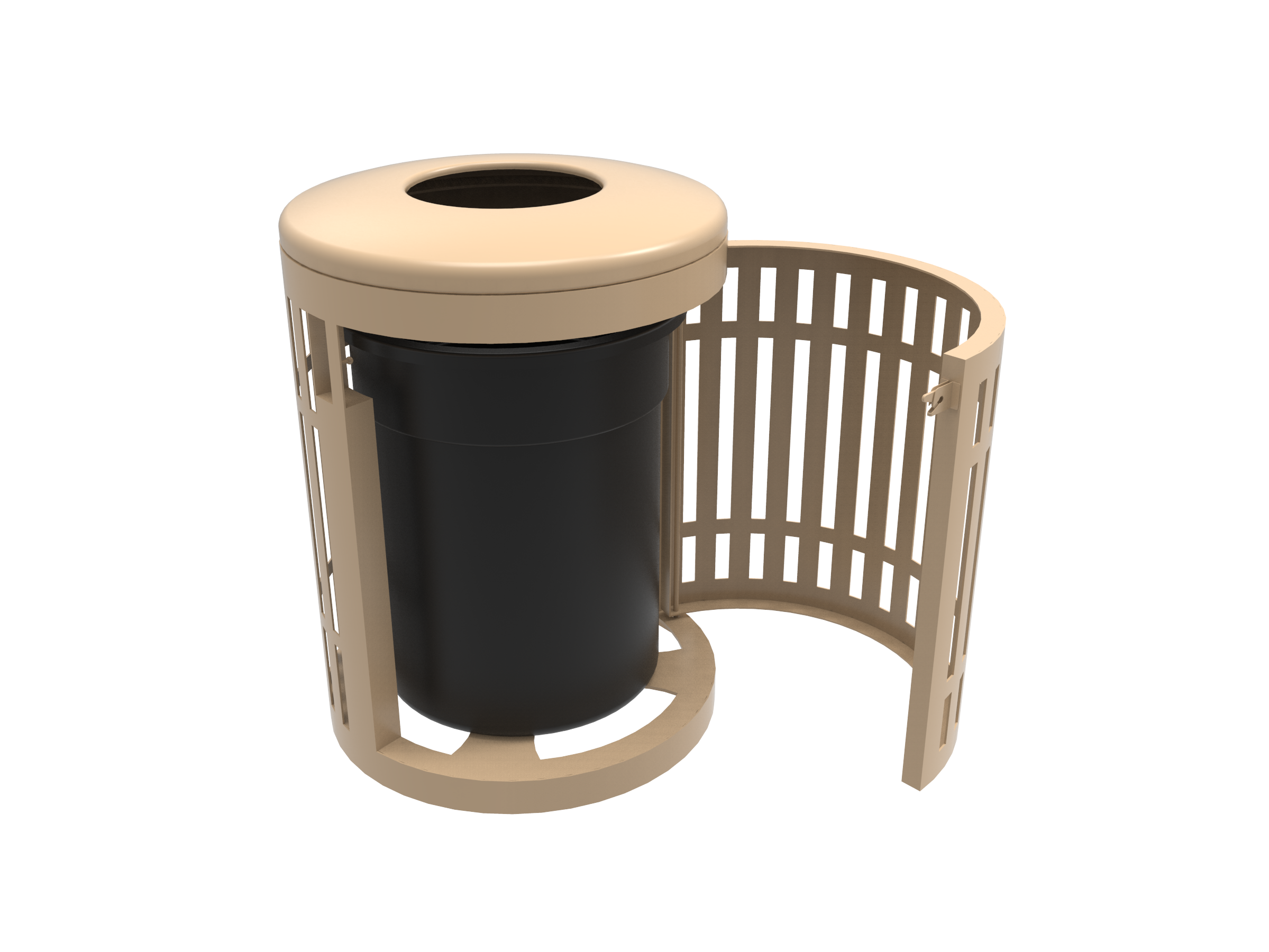 MyTCoat 32 Gallon Downtown Trash Receptacle w/ Flattop Side Opening SKU RDW32