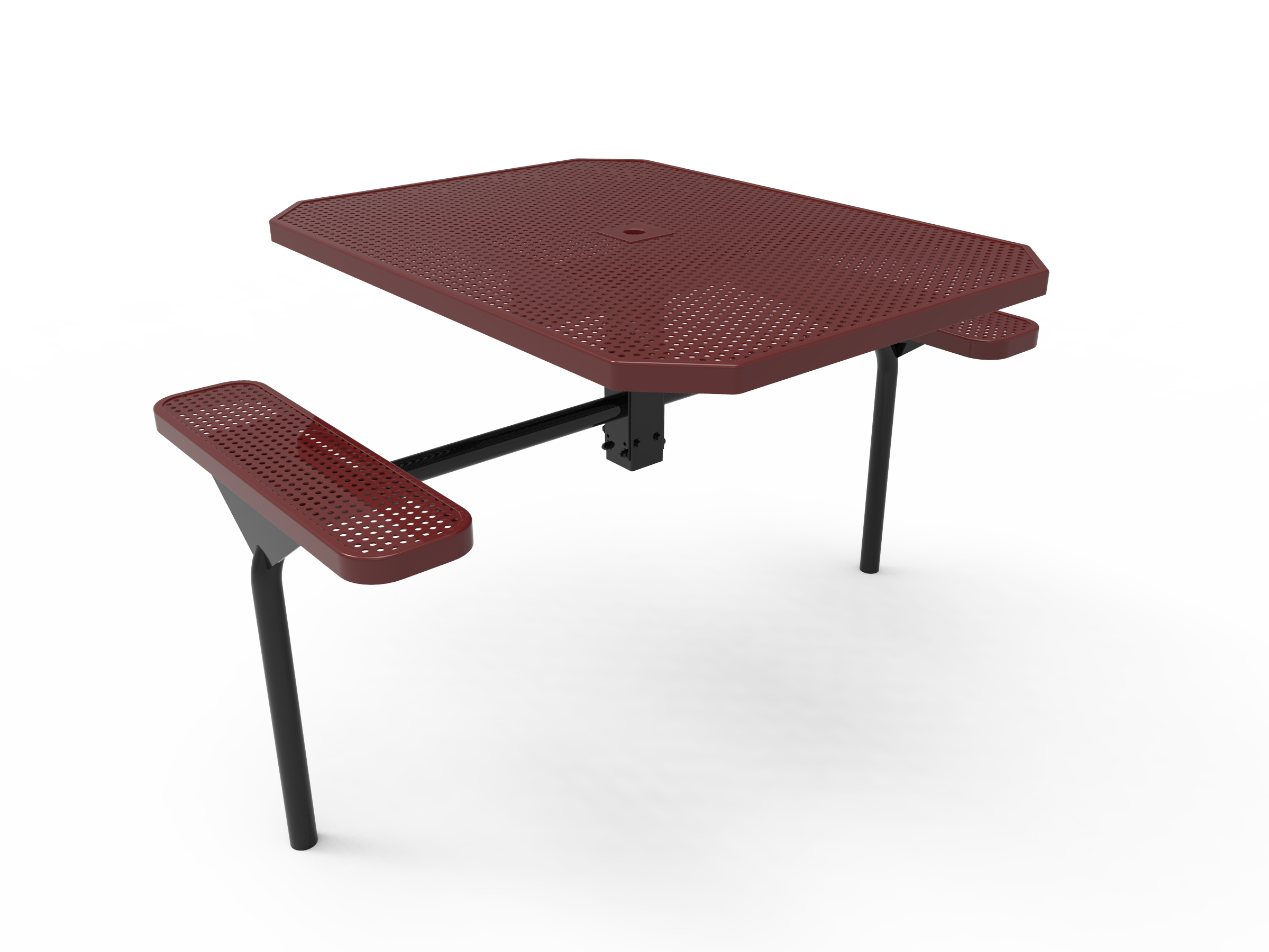 MyTCoat 46” Octagon Nexus Pedestal Table, Punched Steel, Inground Mount SKU TOT46