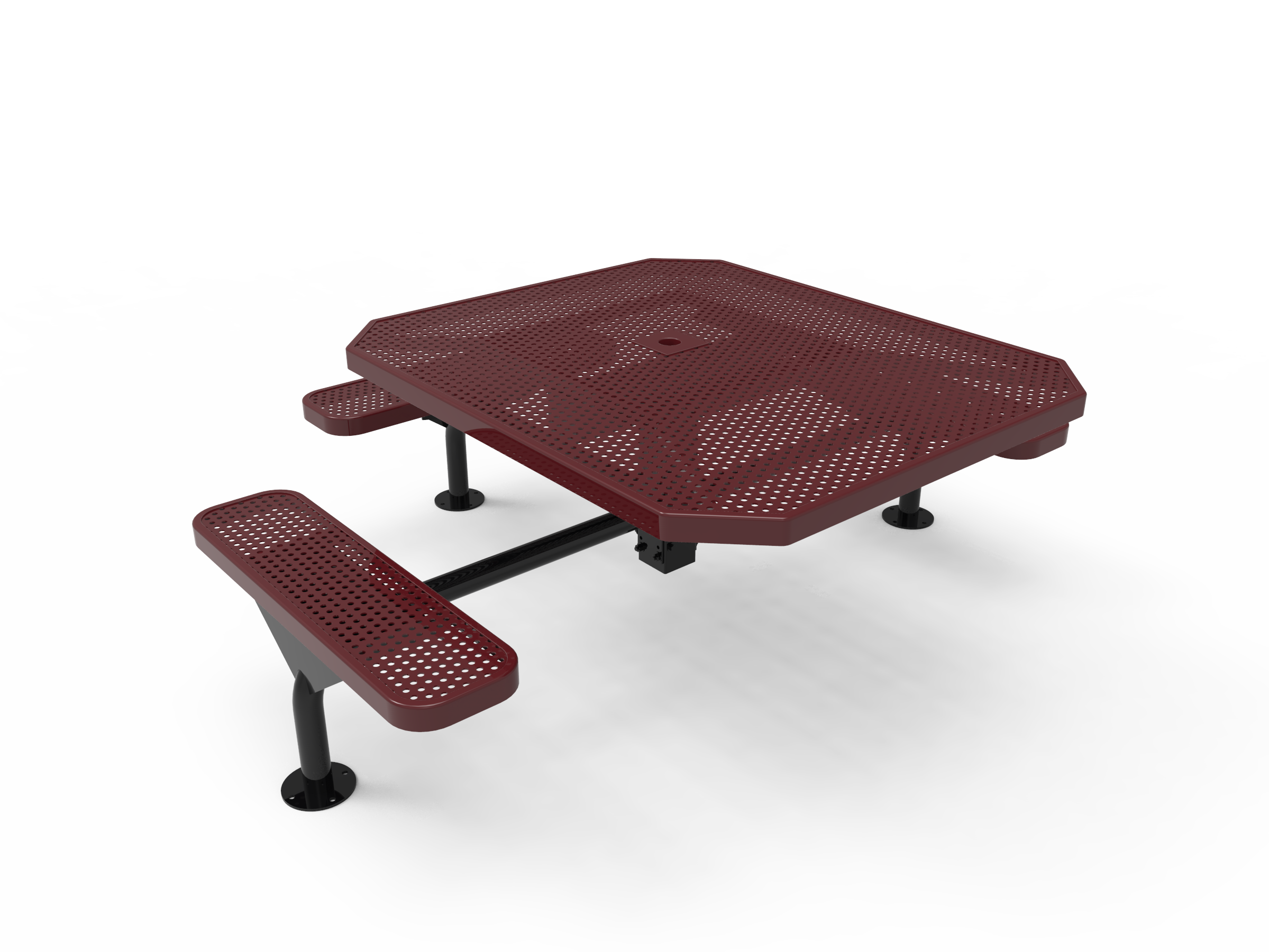 MyTCoat 46” Octagon Nexus Pedestal Table, Punched Steel, Surface Mount SKU TOT46