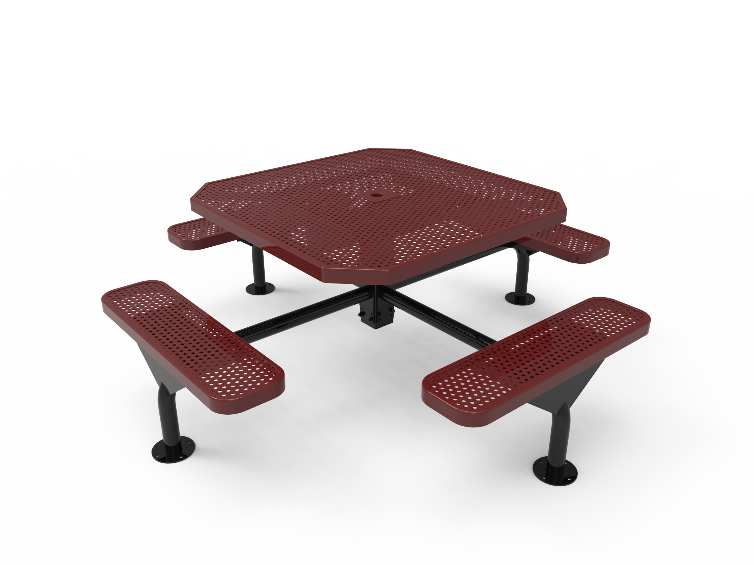 MyTCoat 46” Octagon Nexus Pedestal Table, Punched Steel, Surface Mount SKU TOT46