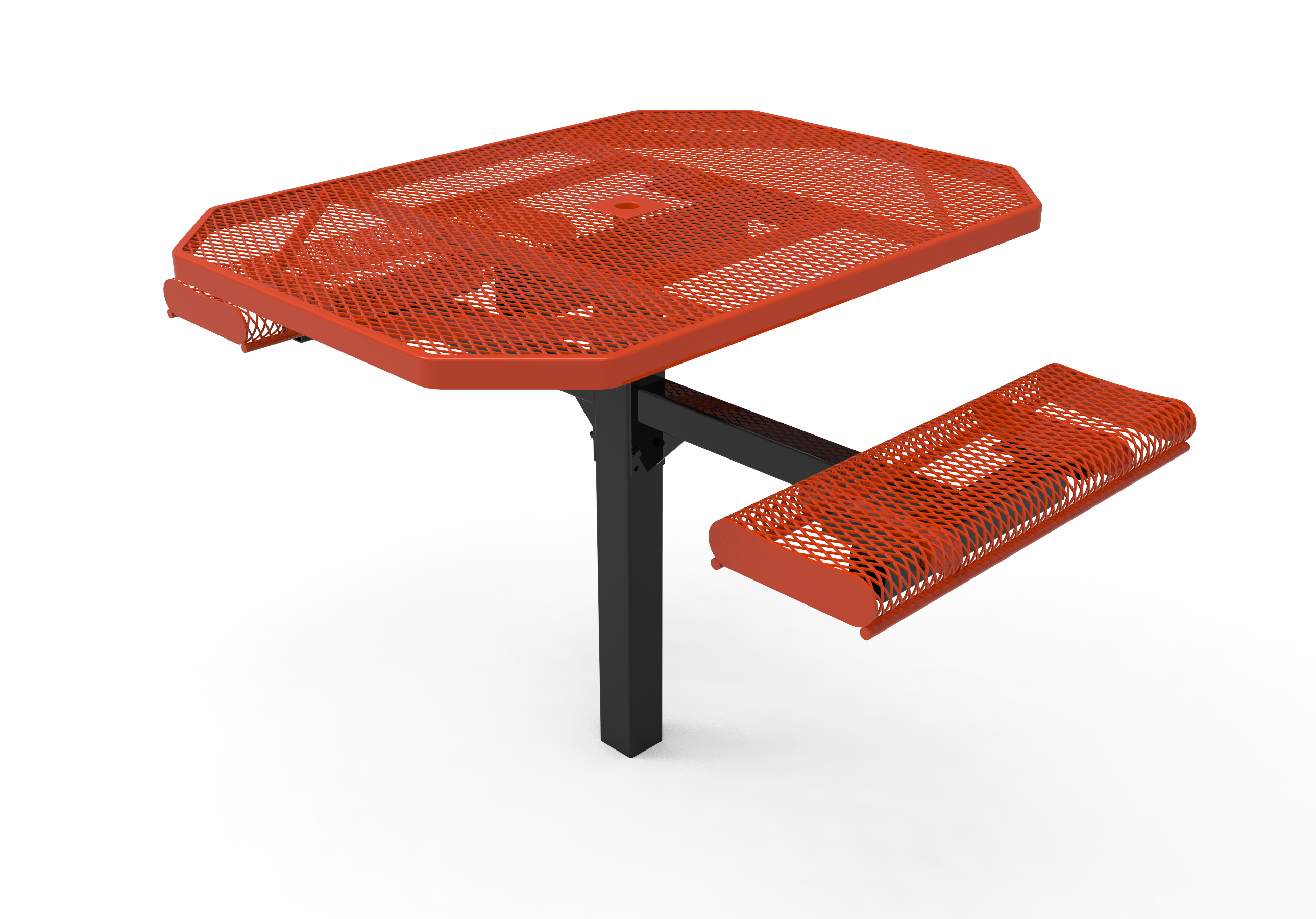 MyTCoat 46" Octagon Pedestal Table w/ Rolled Seats, Expanded Metal, Inground Mount SKU TOR46