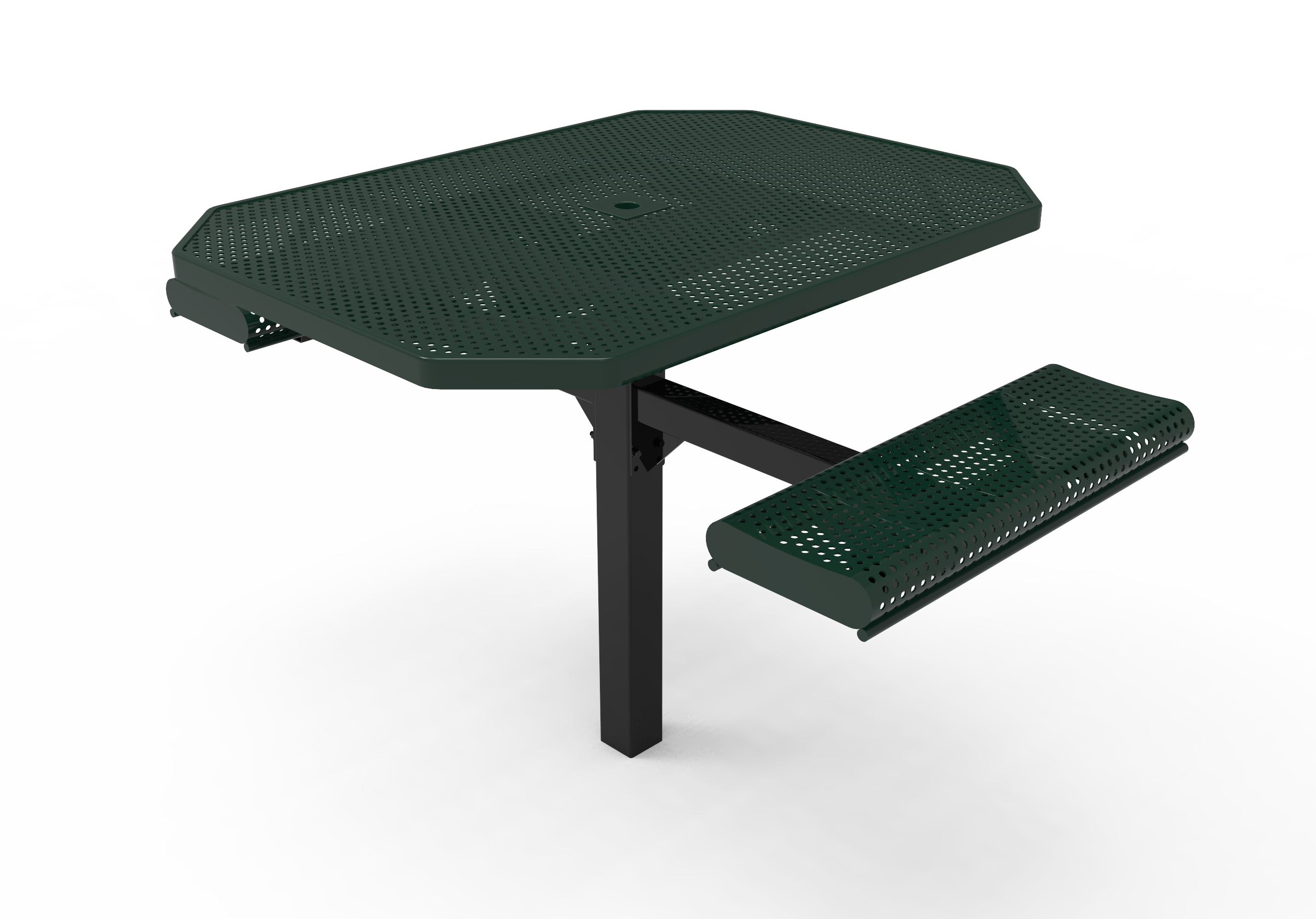 MyTCoat 46" Octagon Pedestal Table w/ Rolled Seats, Punched Steel, Inground Mount SKU TOR46