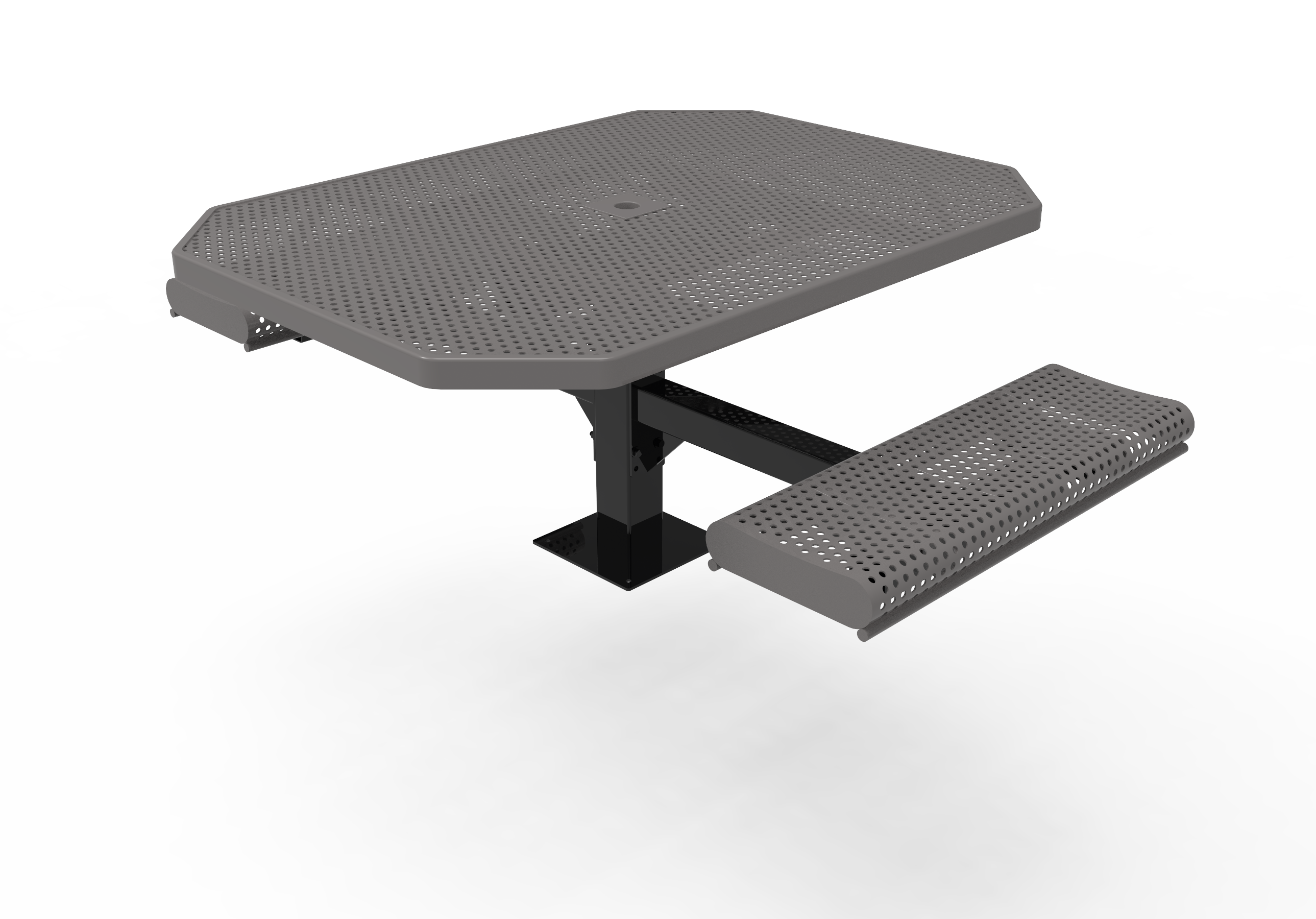 MyTCoat 46" Octagon Pedestal Table w/ Rolled Seats, Punched Steel, Surface Mount SKU TOR46