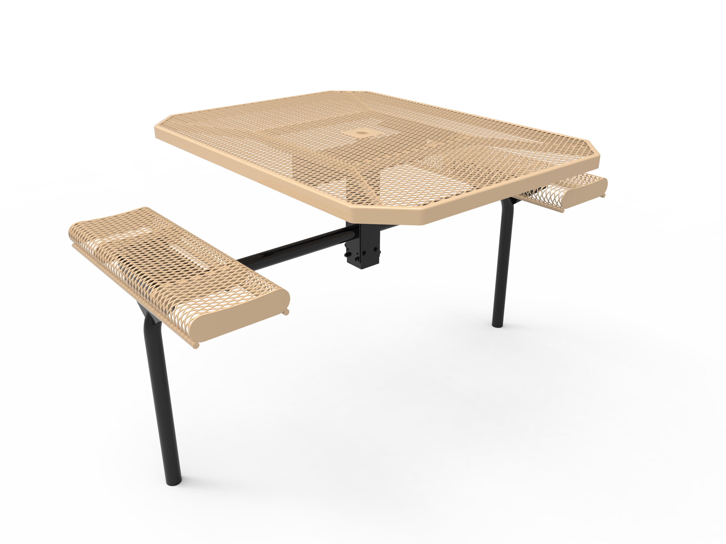 MyTCoat 46” Octagon Nexus Pedestal Table w/ Rolled Seats, Expanded Metal, Inground Mount SKU TOR46