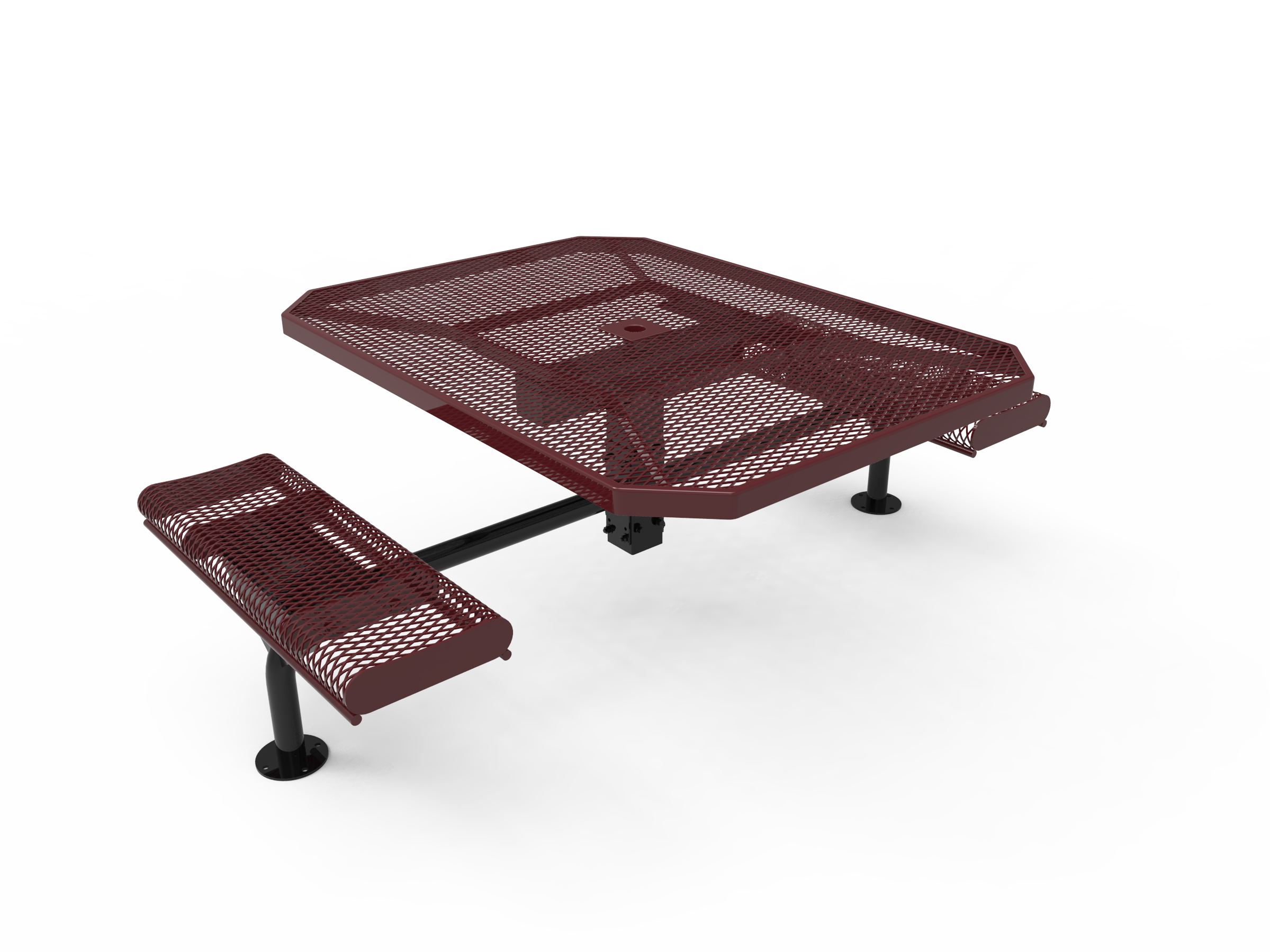 MyTCoat 46” Octagon Nexus Pedestal Table w/ Rolled Seats, Expanded Metal, Surface Mount SKU TOR46
