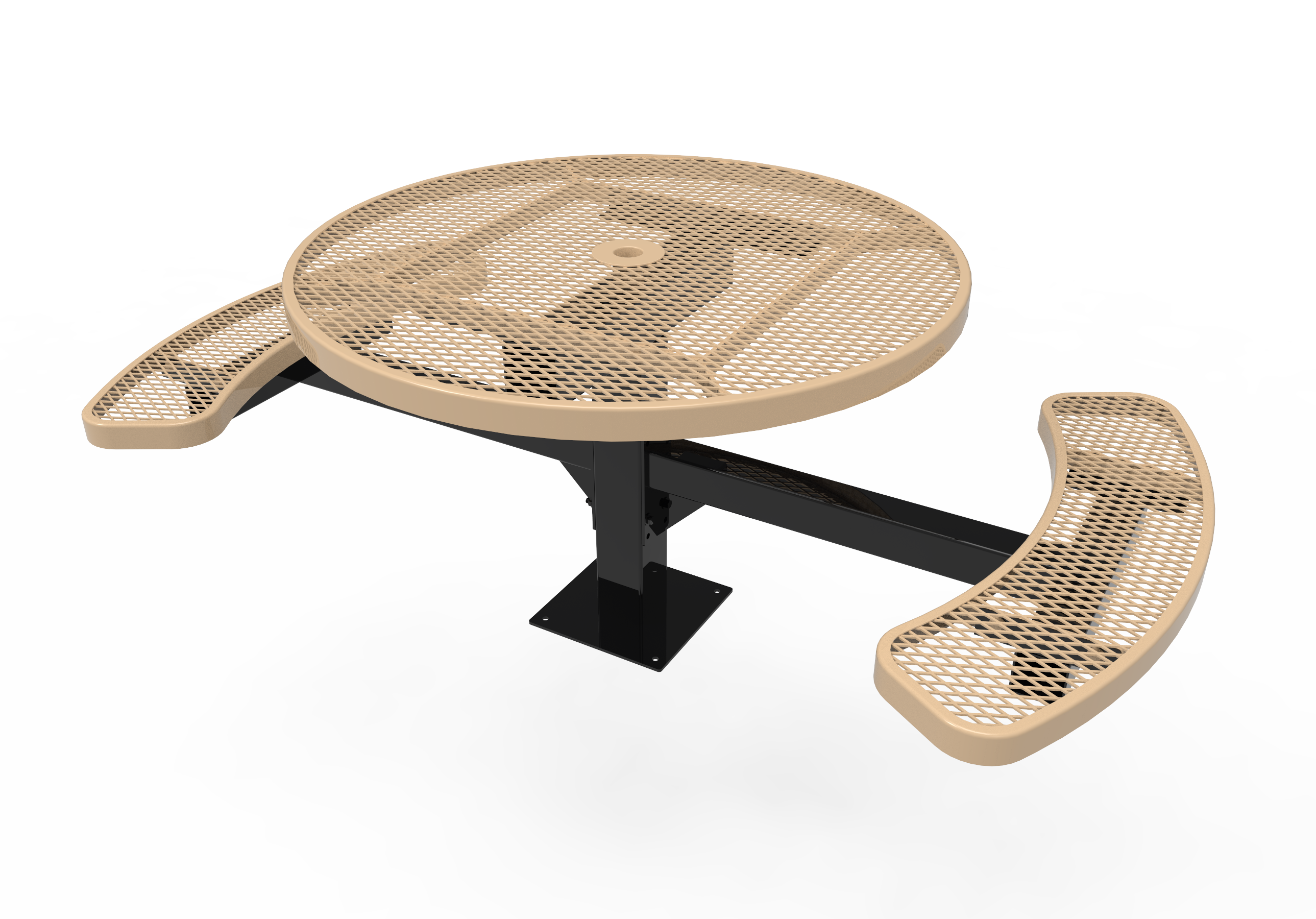 MyTCoat 46" Round Pedestal Table, Expanded Metal, Surface Mount SKU TRD46