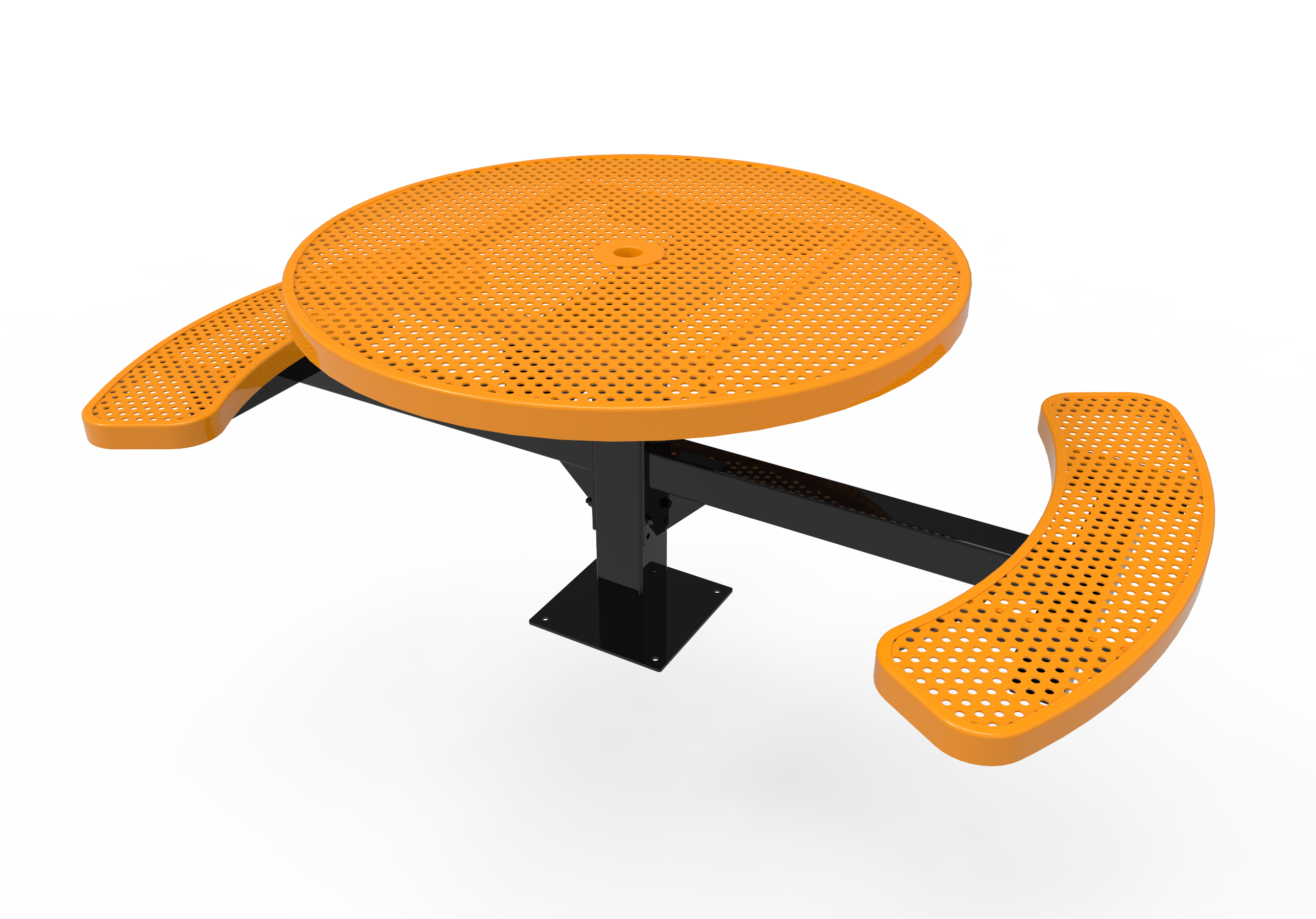 MyTCoat 46" Round Pedestal Table, Punched Steel, Surface Mount SKU TRD46