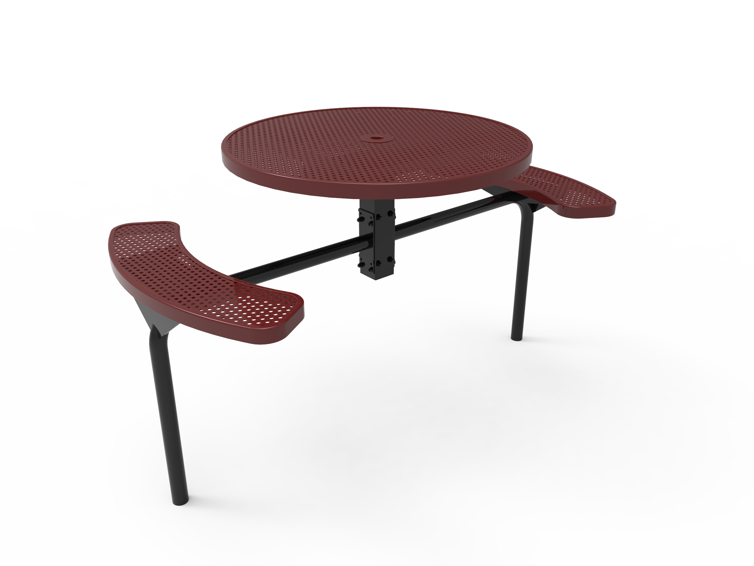 MyTCoat 46” Round Nexus Pedestal Table, Punched Steel, Inground Mount SKU TRD46
