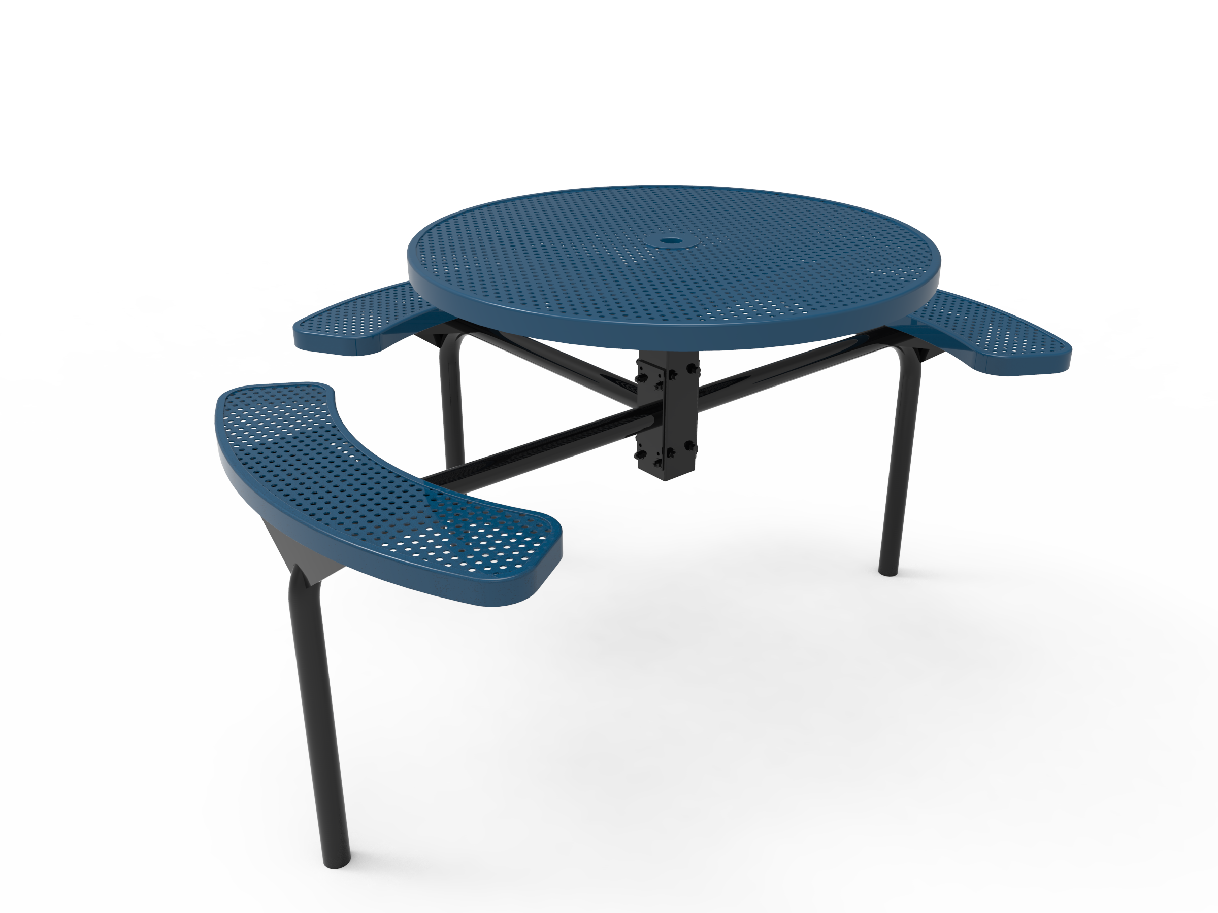 MyTCoat 46” Round Nexus Pedestal Table, Punched Steel, Inground Mount SKU TRD46
