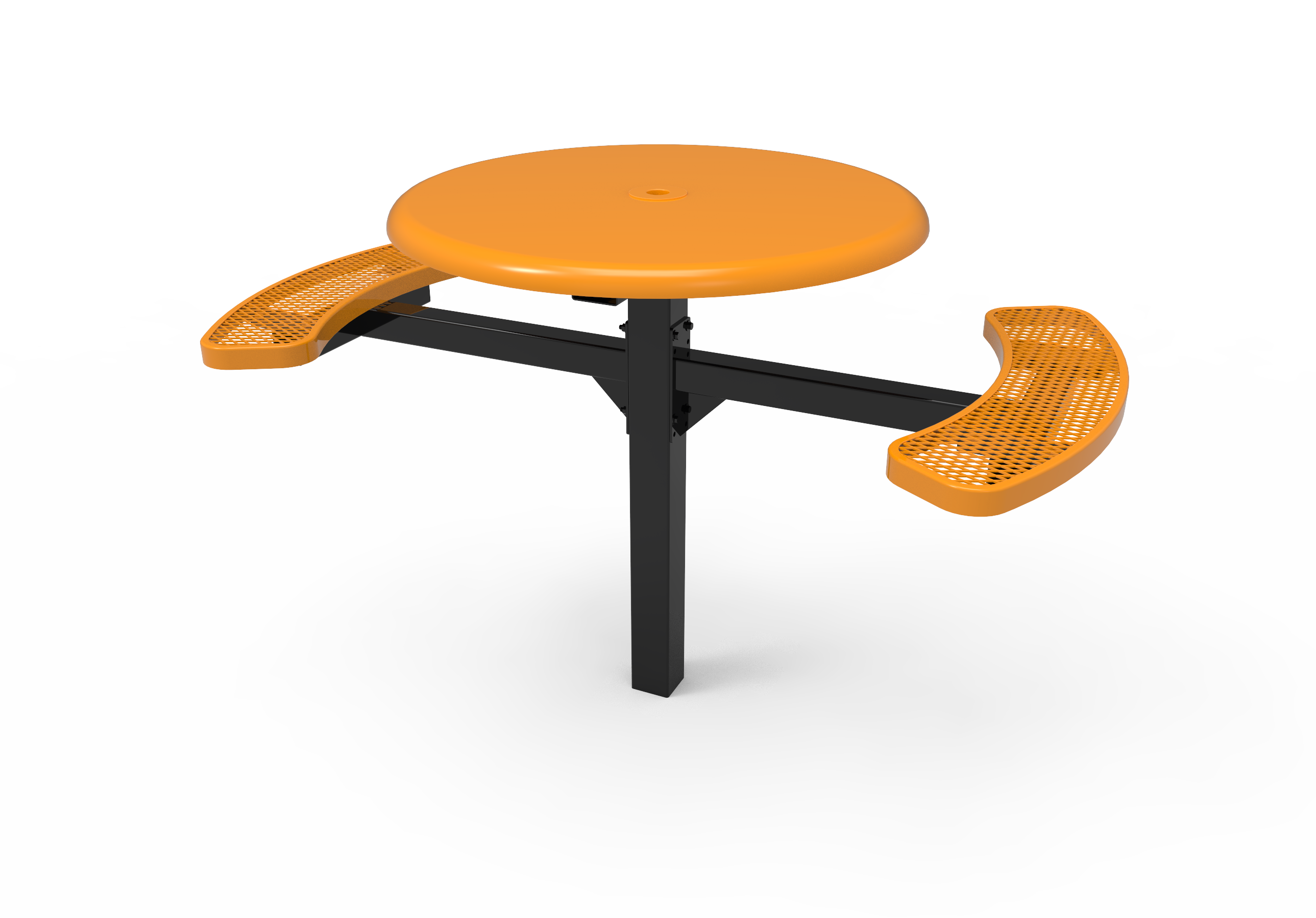 MyTCoat 46” Round Pedestal Table, Expanded Metal, Inground Mount SKU TRS46