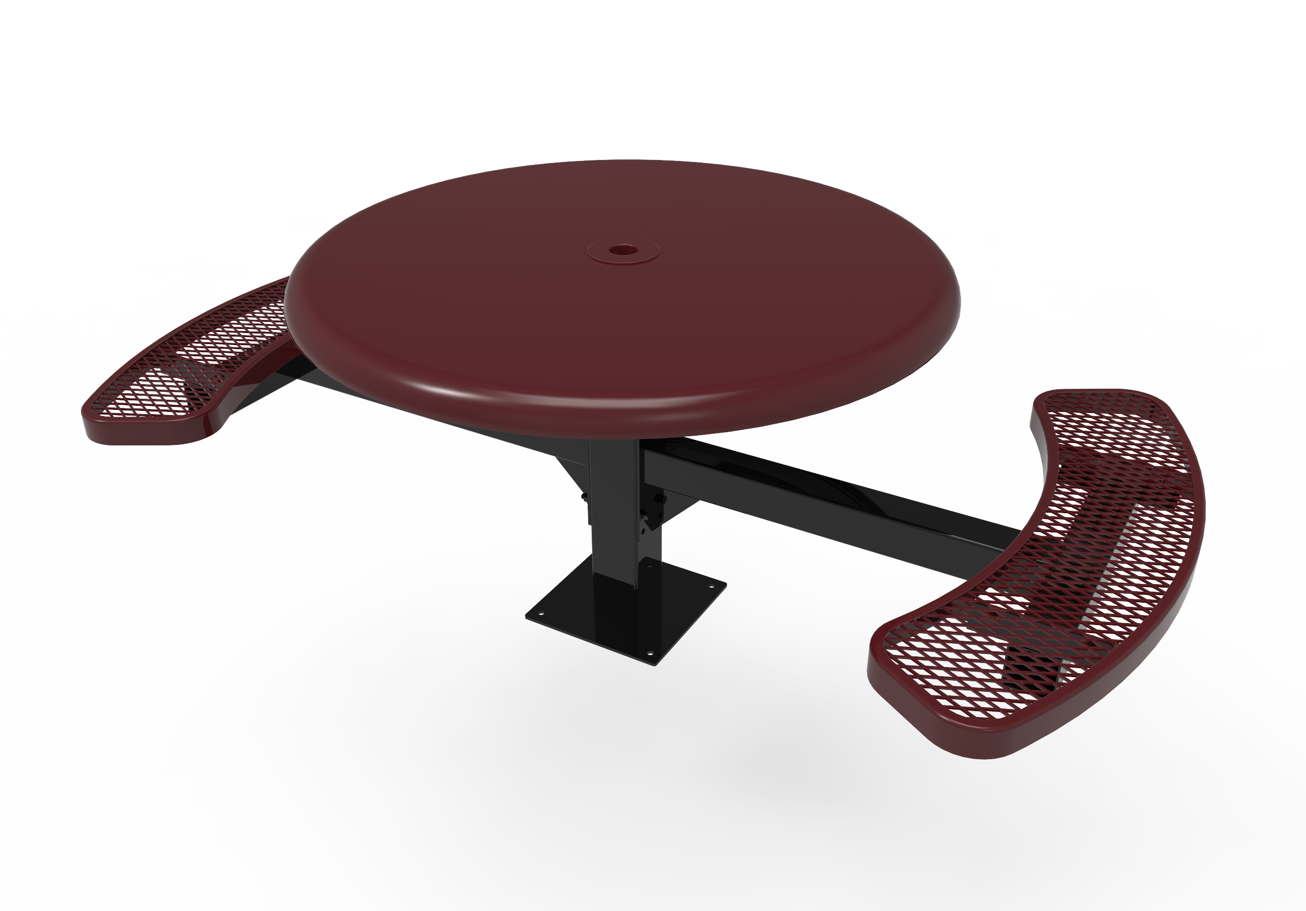 MyTCoat 46” Round Pedestal Table, Solid Top, Expanded Metal, Surface Mount SKU TRS46