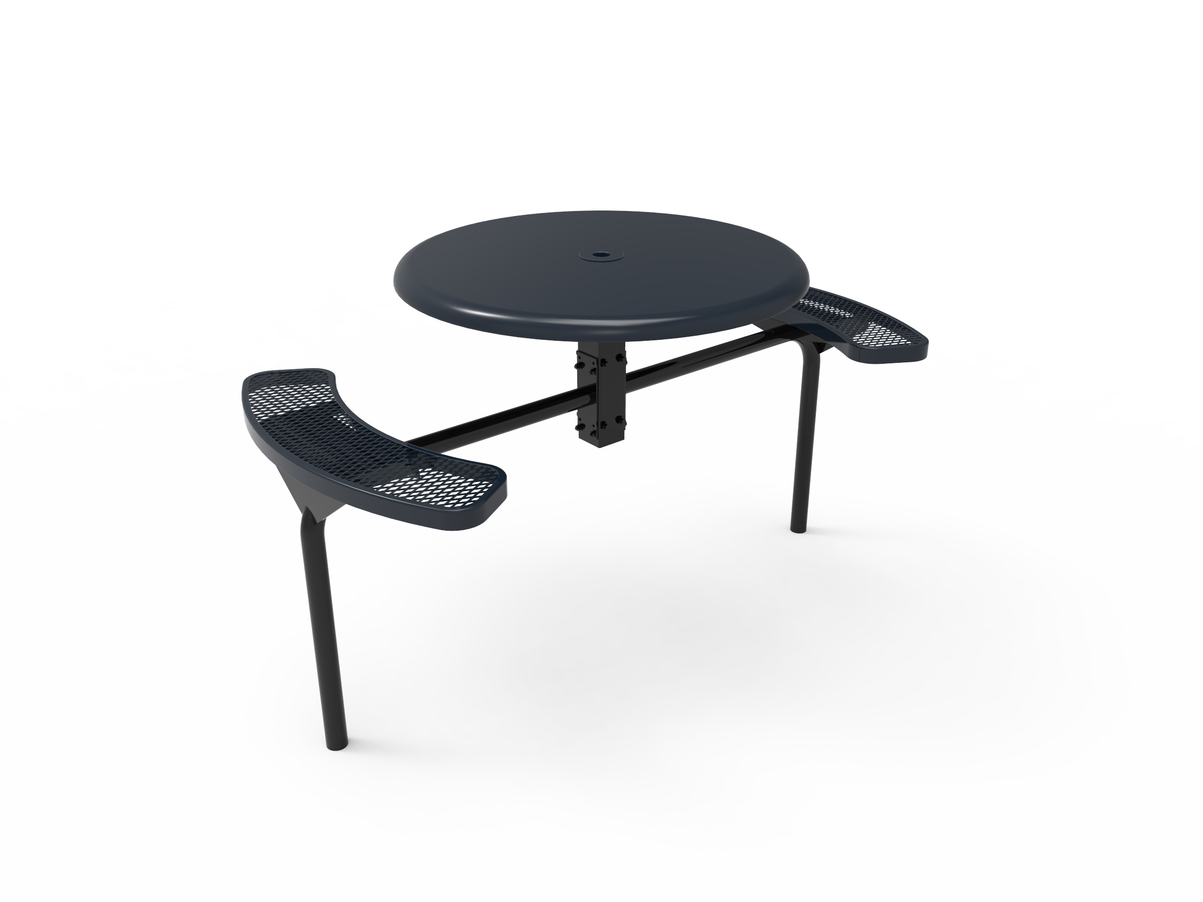 MyTCoat 46” Round Nexus Pedestal Table, Expanded Metal, Inground Mount SKU TRS46