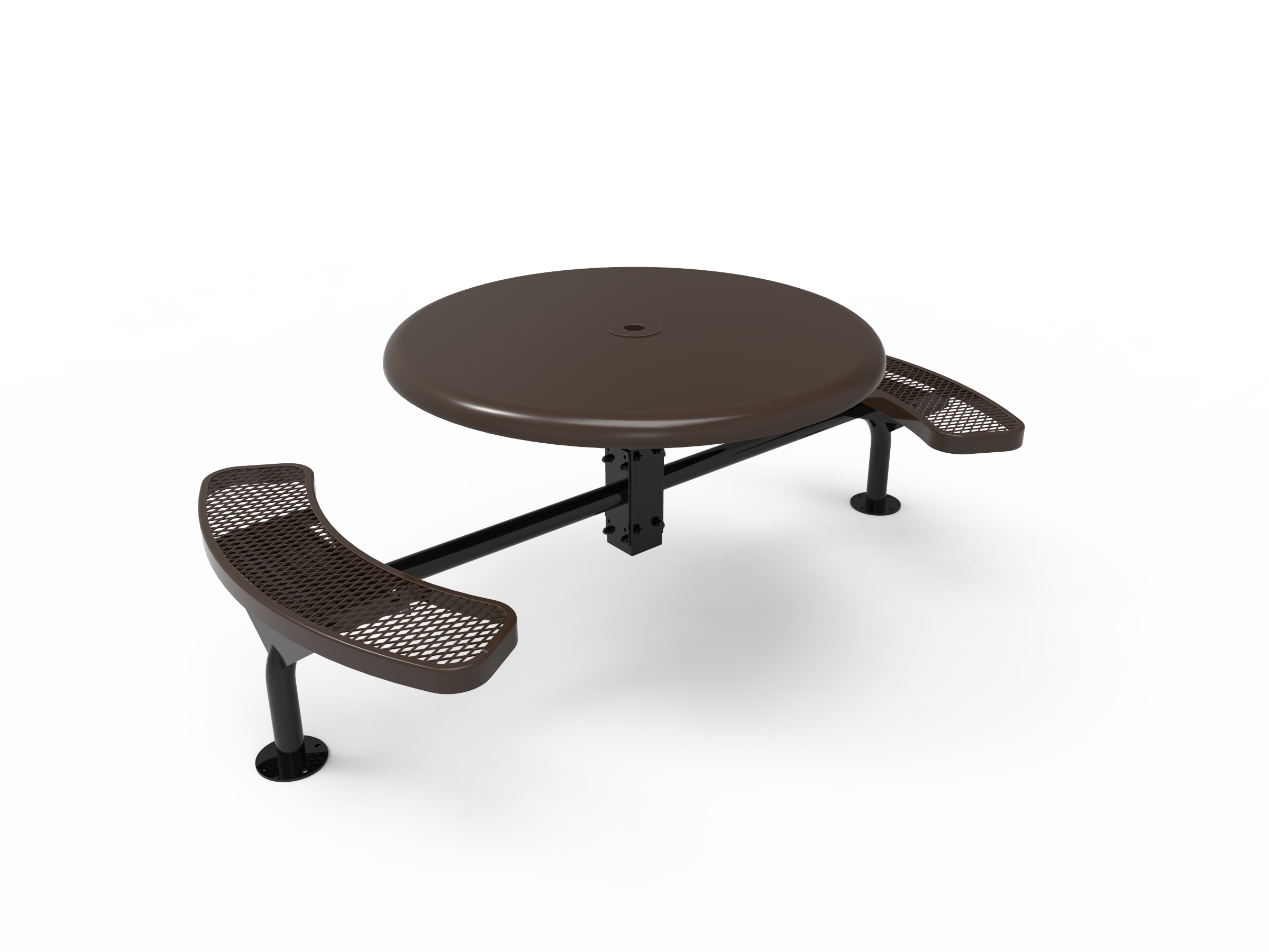 MyTCoat 46” Round Nexus Pedestal Table, Expanded Metal, Surface Mount SKU TRS46