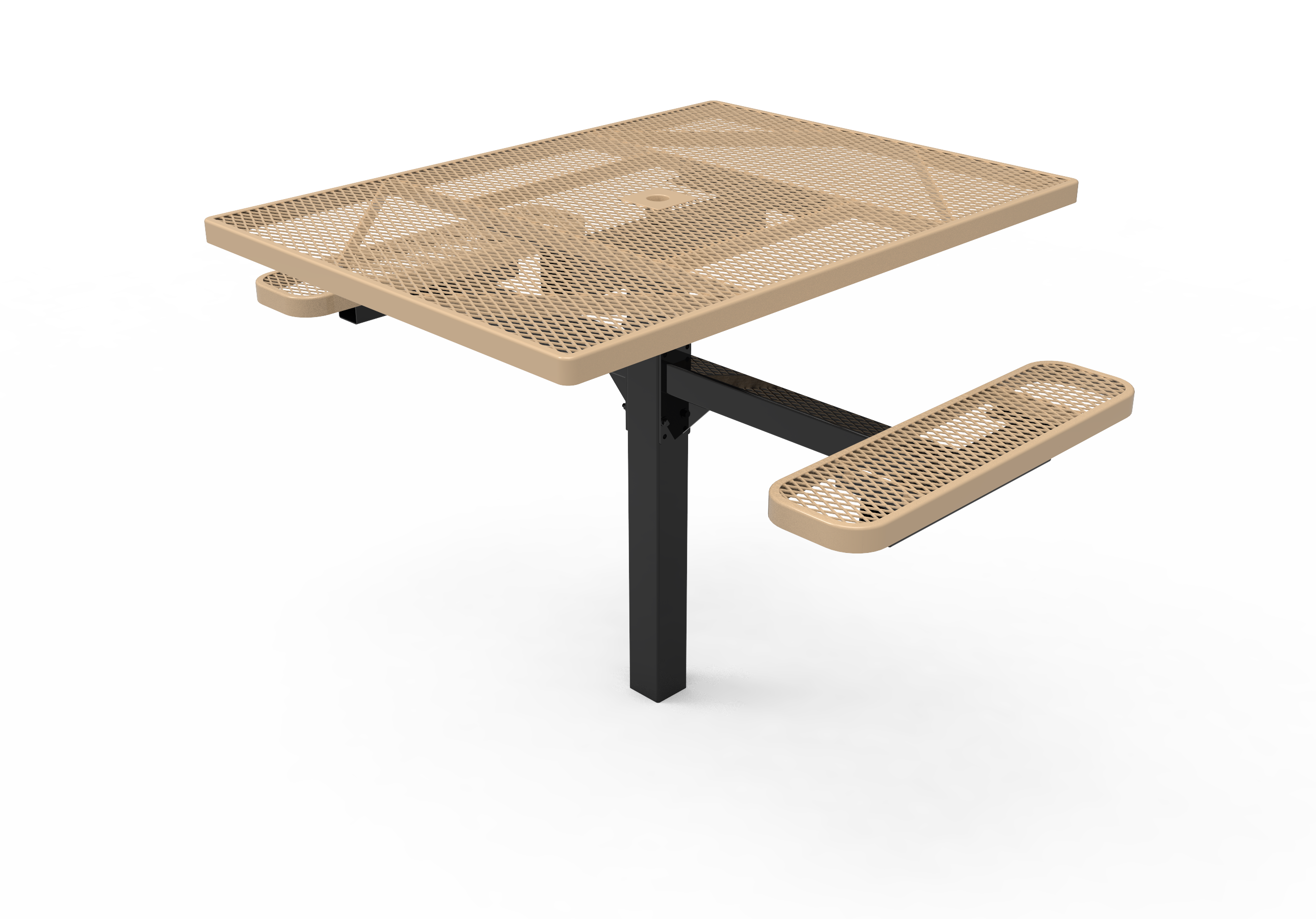 MyTCoat 46" Square Pedestal Table - Expanded Metal - Inground Mount SKU TSQ46