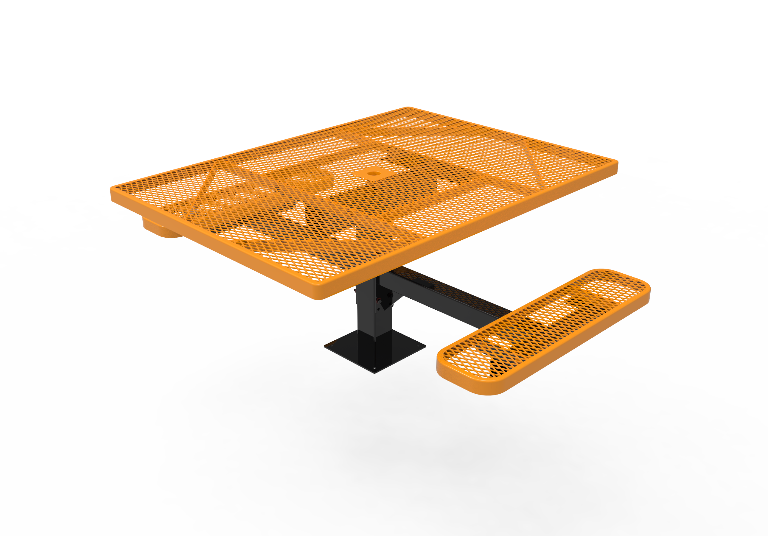 MyTCoat 46" Square Pedestal Table, Expanded Metal, Surface Mount SKU TSQ46
