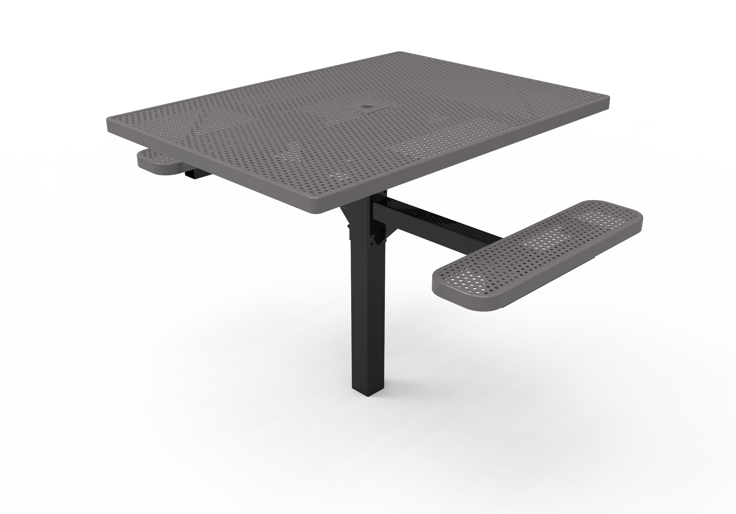 MyTCoat 46" Square Pedestal Table, Punched Steel, Inground Mount SKU TSQ46