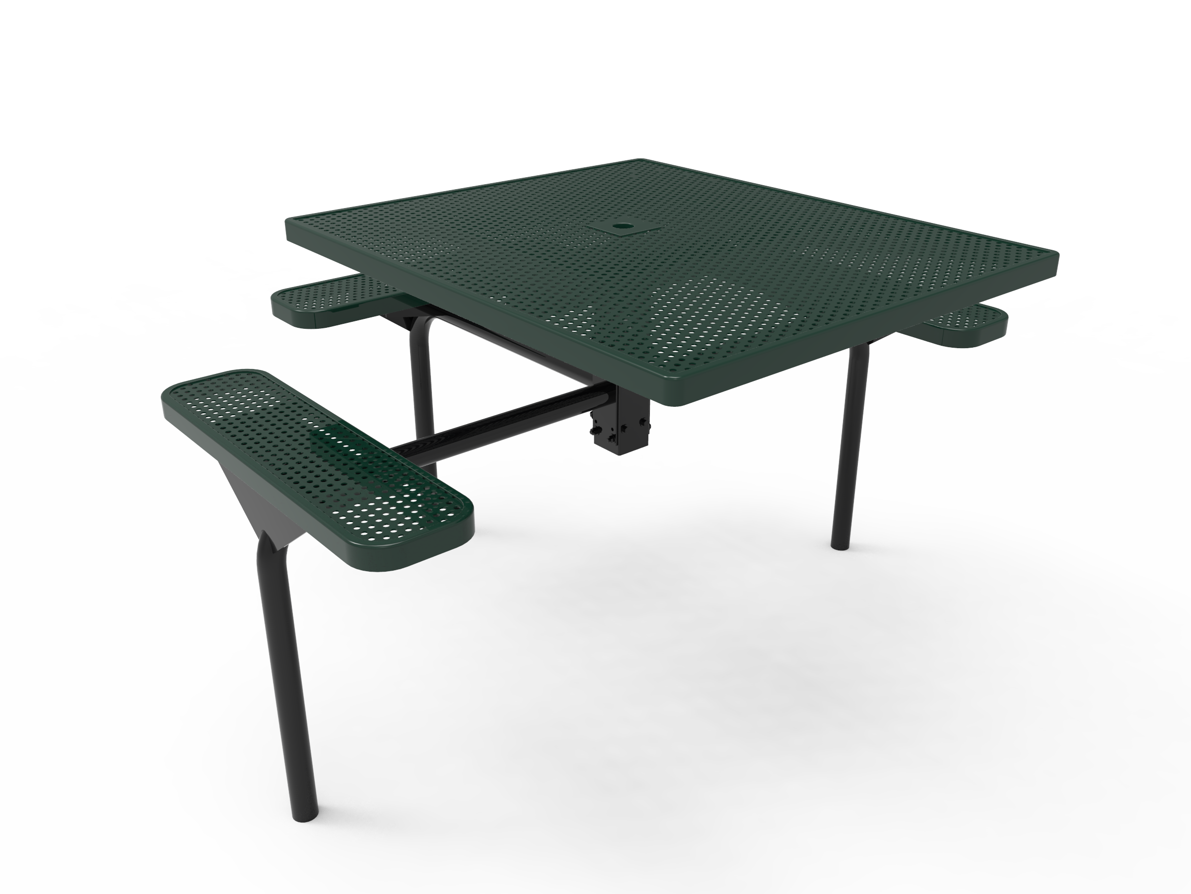 MyTCoat 46” Square Nexus Pedestal Table, Punched Steel, Inground Mount SKU TSQ46