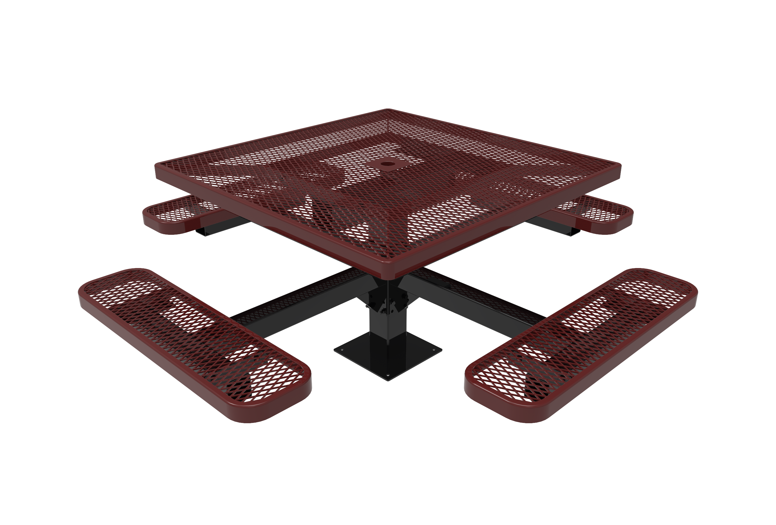 MyTCoat 46" Square Pedestal Table, Expanded Metal, Surface Mount SKU TSQ46