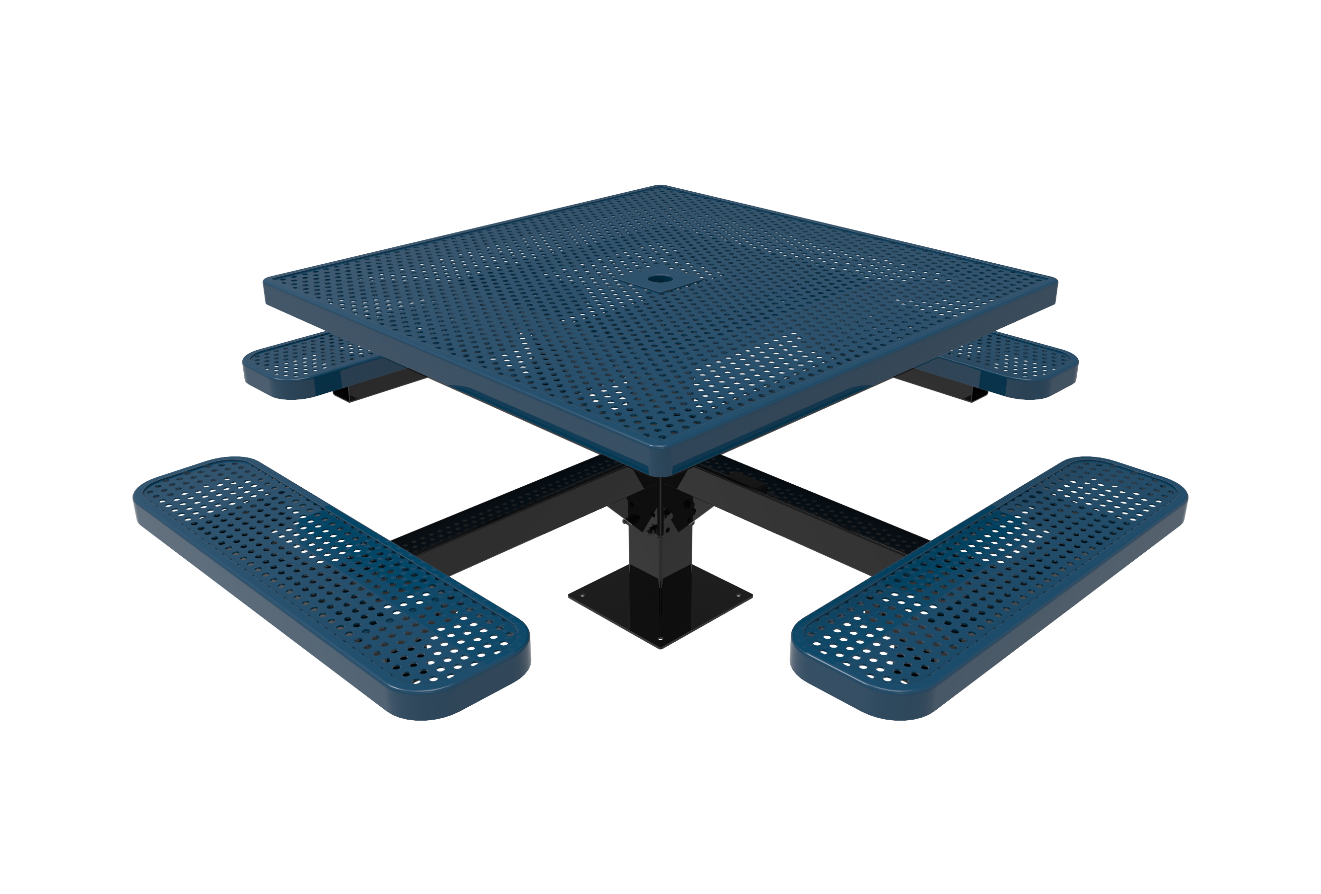 MyTCoat 46" Square Pedestal Table, Punched Steel, Surface Mount SKU TSQ46