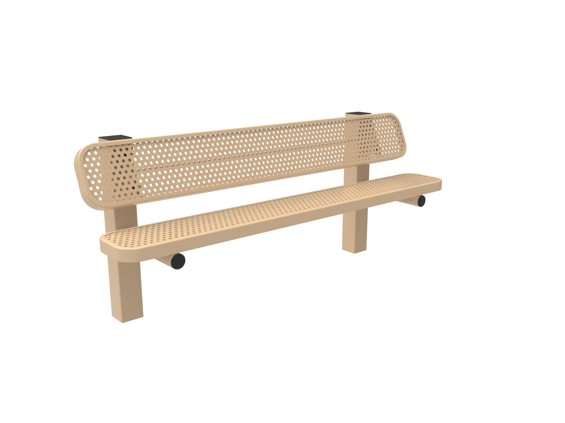 MyTCoat 6’ - 8' Pedestal Bench w/ Back, Punched Steel, Inground SKU BRT06