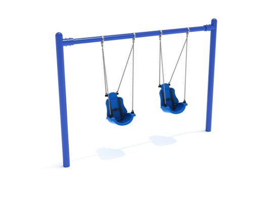 Playground Equipment 8 Feet High Elite Single Post Swing w/ Child Adaptive Seats SKU PSWCA002WS