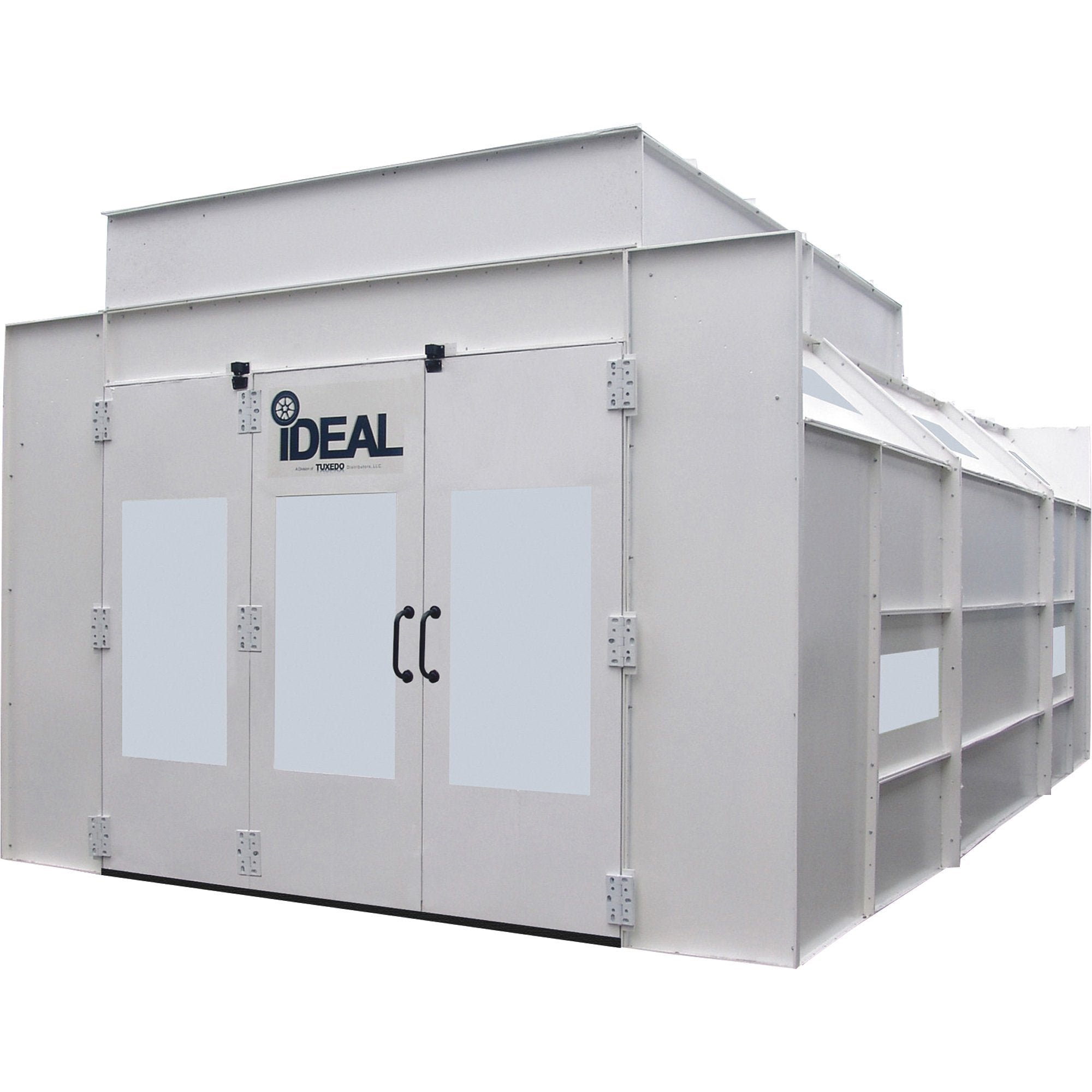 iDEAL Heated Paint Booth Combo, Semi Down Draft Booth, Plenum Canopy, Rammstein Heater, Duct Work Kit SKU PSB-CKSEMIDDWAMU-3PH-230V