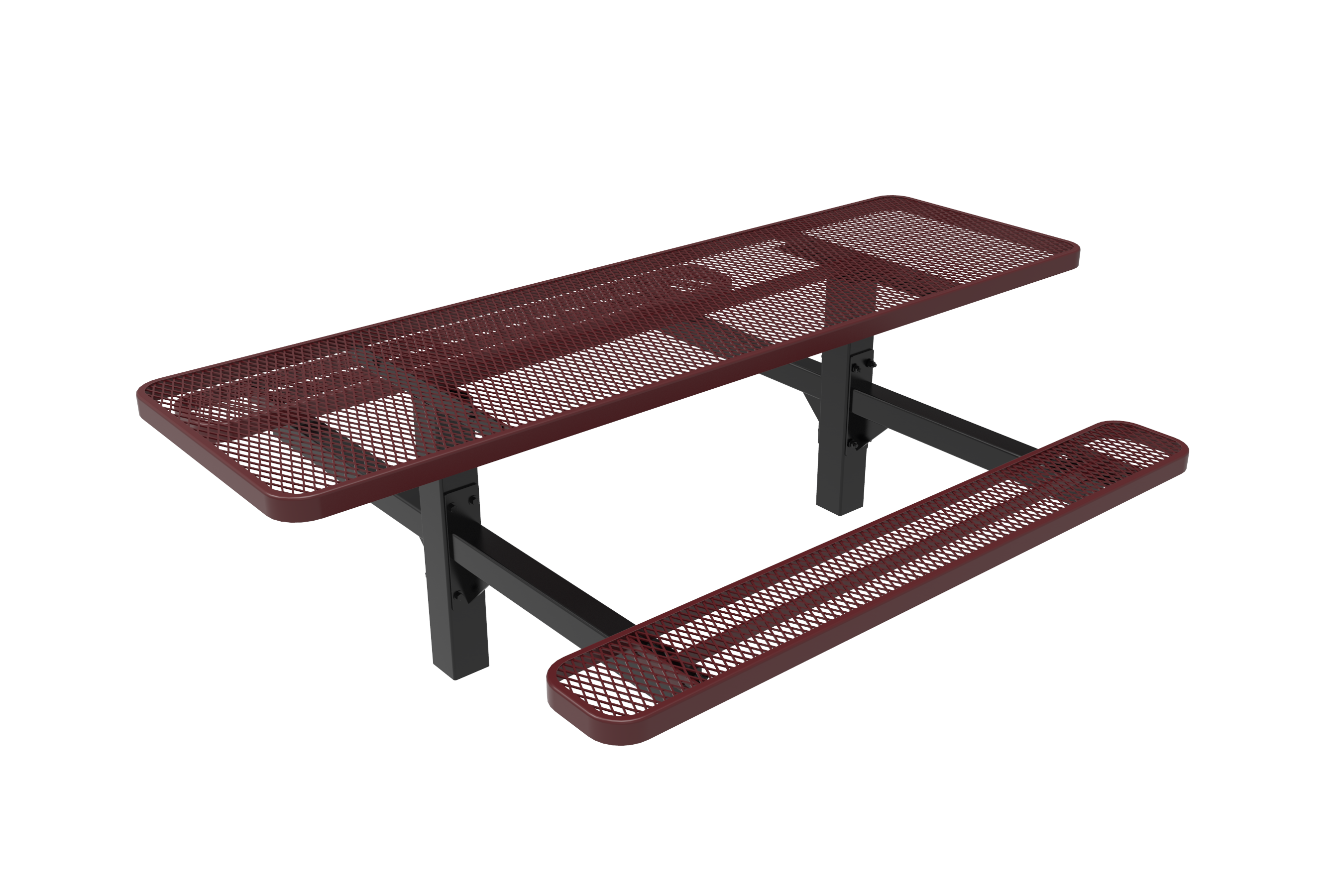 MyTCoat 8β Rectangular Double Pedestal Table, Expanded Metal, Inground Mount SKU TRT08