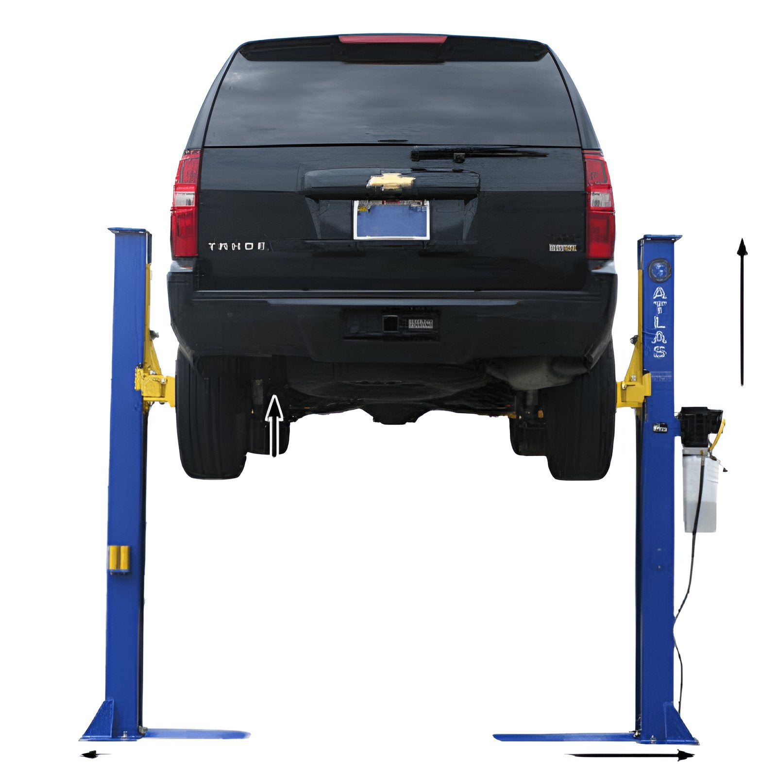 Atlas 9,000lb 2 Post Lift w/ Lawn Mower Adapter SKU ATEXH-9KBPX-COMBO