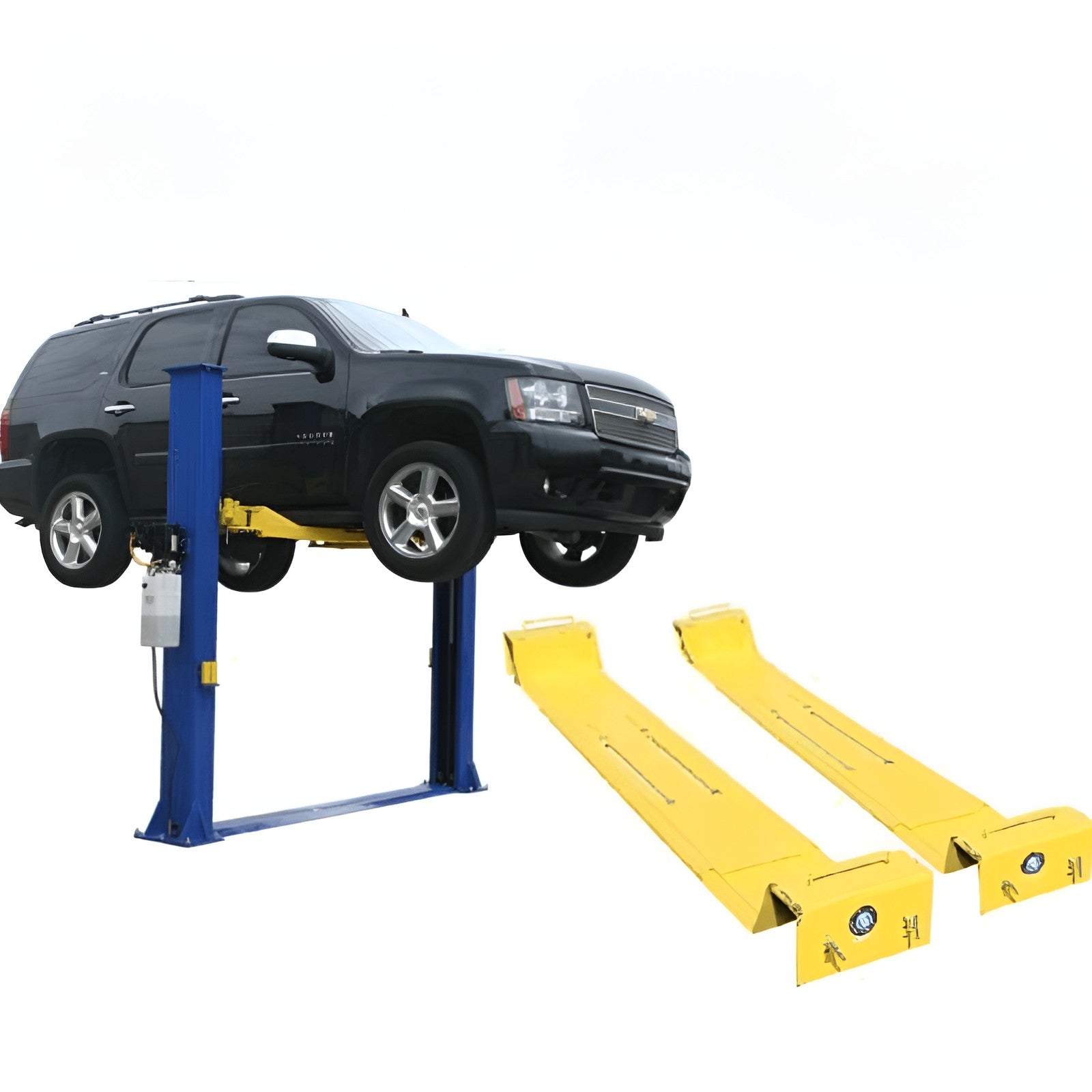 Atlas 9,000lb 2 Post Lift w/ Lawn Mower Adapter SKU ATEXH-9KBPX-COMBO