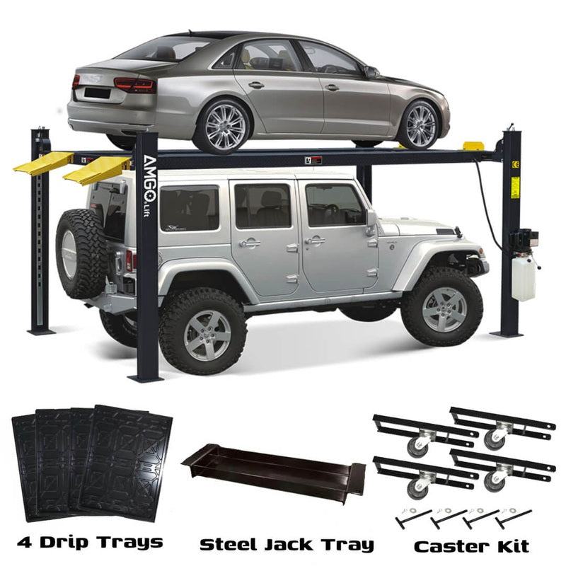 AMGO Combo 8,000 lbs 4 Post Parking Lift SKU 408-HP-DX