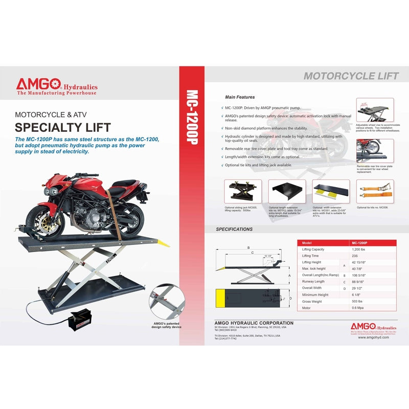 AMGO Motorcycle & ATV Lift SKU MC-1200P