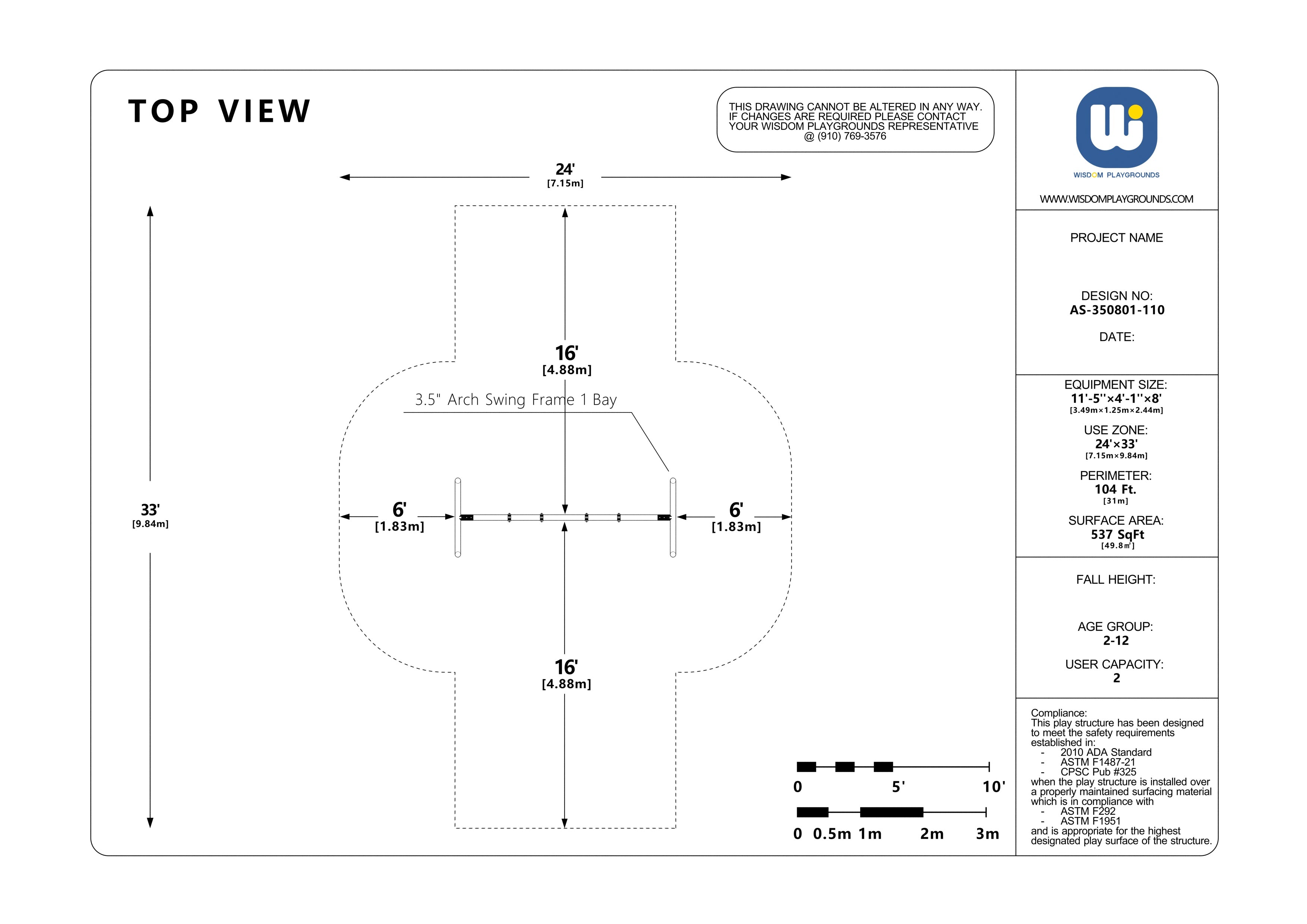 Wisdom 8 Foot Arch Swing Frame, 1 Bay SKU QSAS-350801