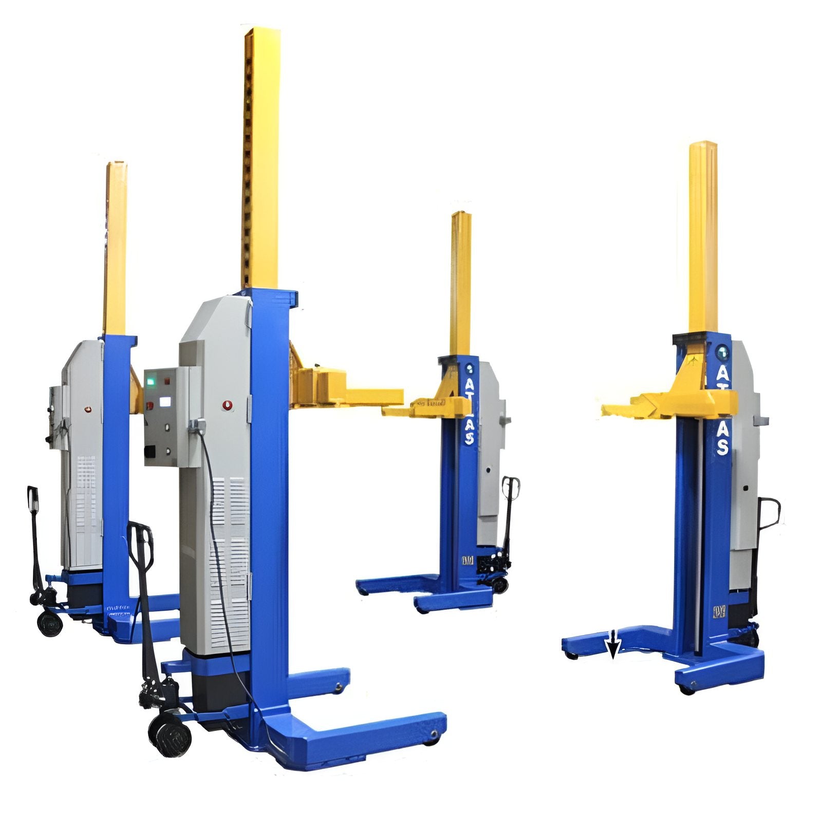 Atlas 16,500 lb Mobile Column Lift, 4 Units, 24v Battery, w/ Cable Communication, ALI Certified SKU ATEML-4030BC