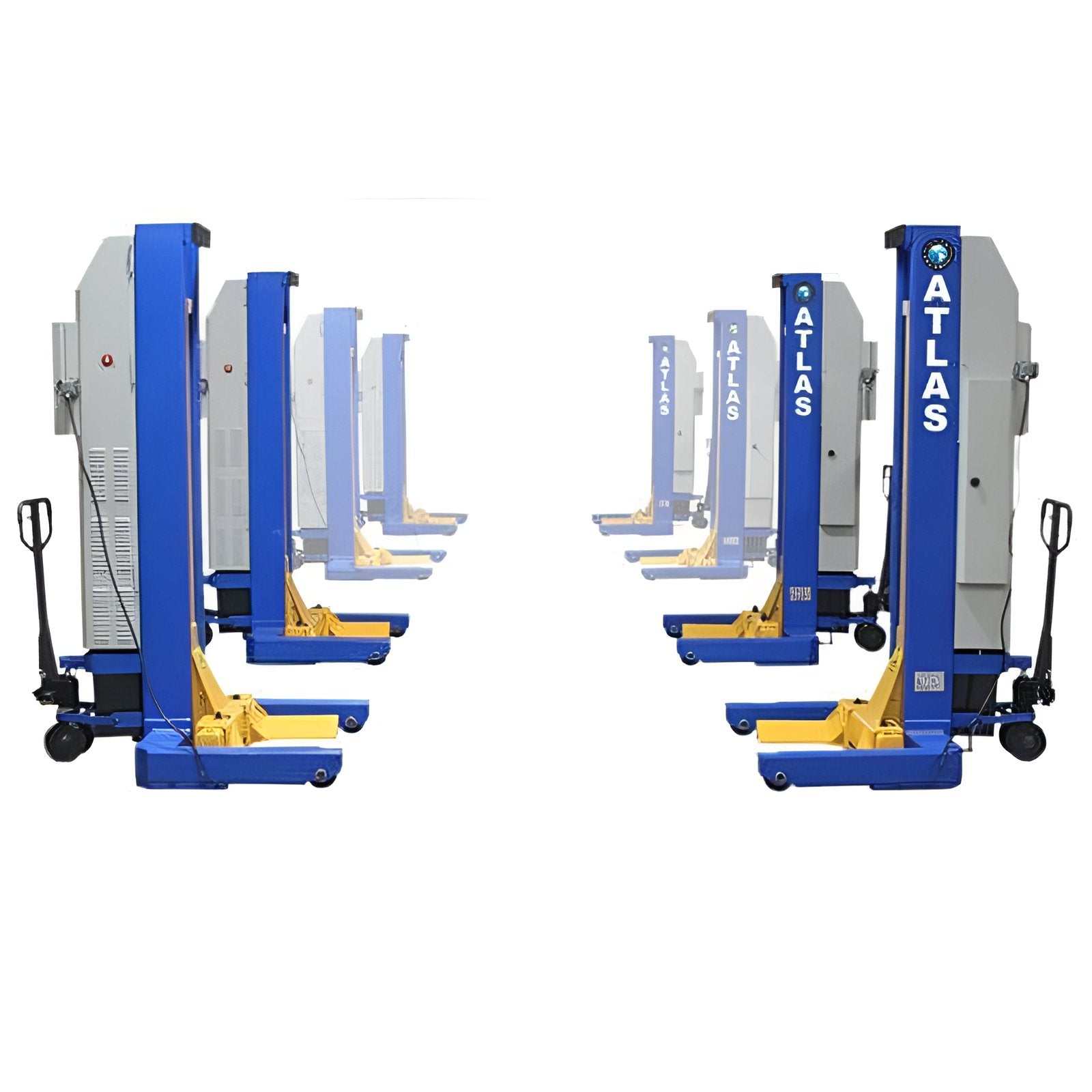 Atlas 16,500 lb Mobile Column Lift, 4 Units, 24v Battery, w/ Cable Communication, ALI Certified SKU ATEML-4030BC