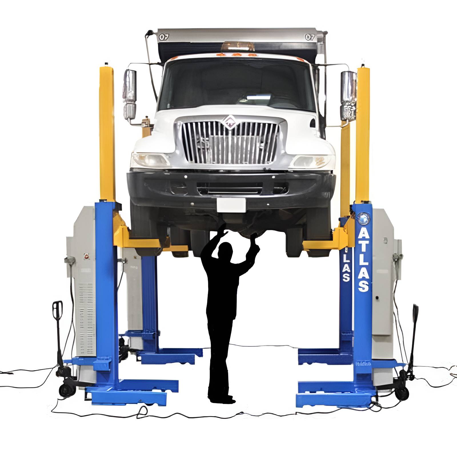 Atlas 18,500lb Mobile Column Lift, 4 Units, 24v Battery w/ Cable Communication, ALI Certified SKU ATEML-4034BC