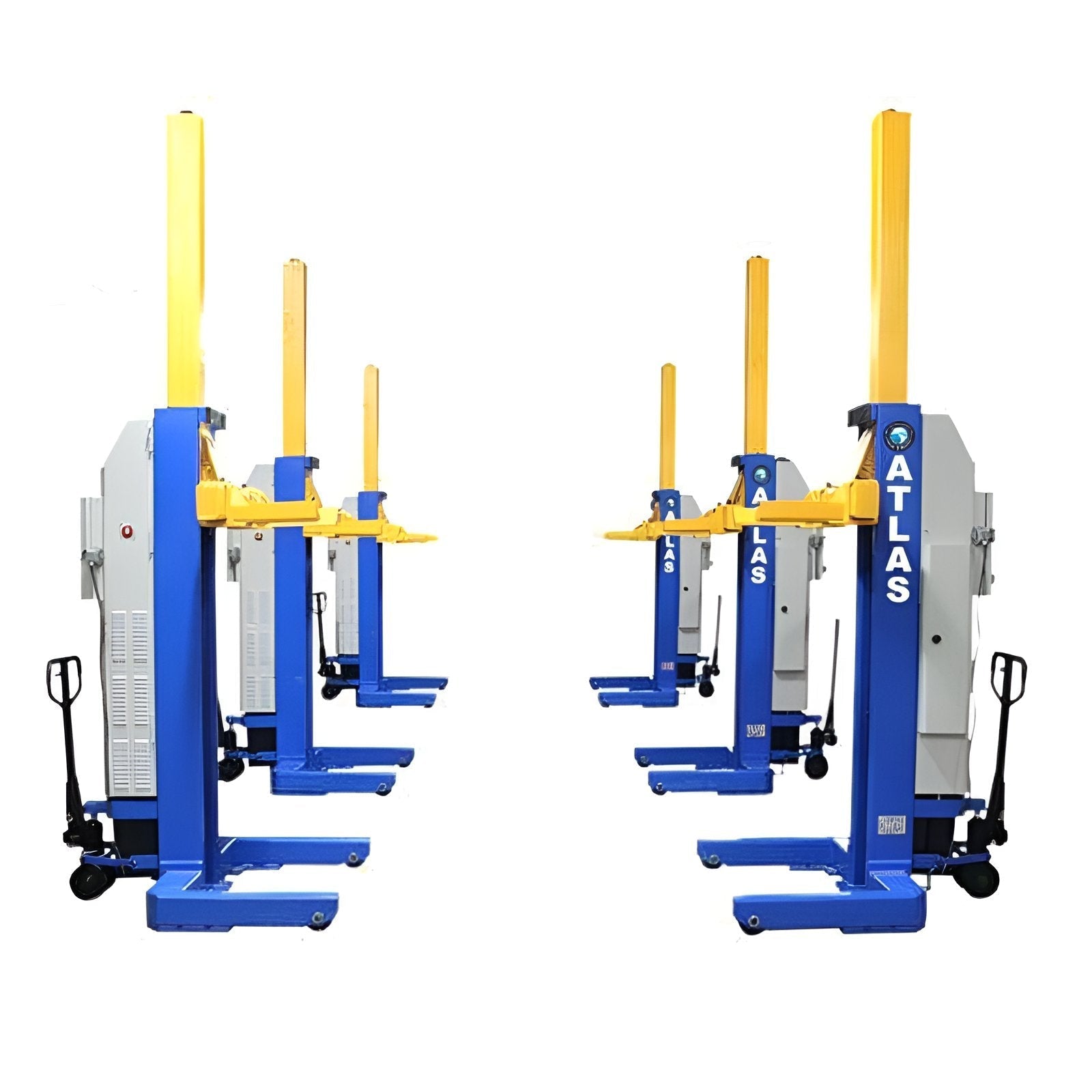 Atlas 16,500lb Mobile Column Lift System, 6 Units, 24v Battery w/ Cable Communication, ALI Certified SKU ATEML-6045BC