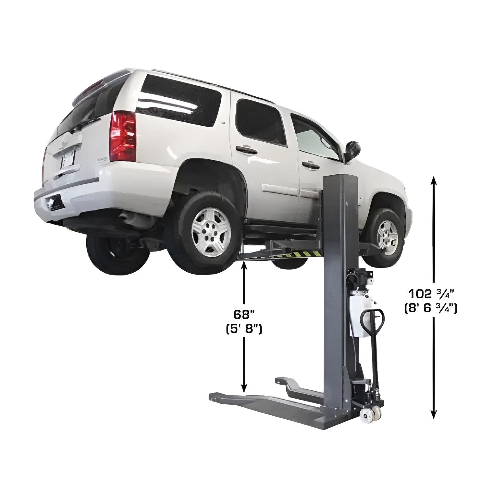 Atlas 6,000 lbs Portable Single Post Lift SKU ATEXH-PSP-6000