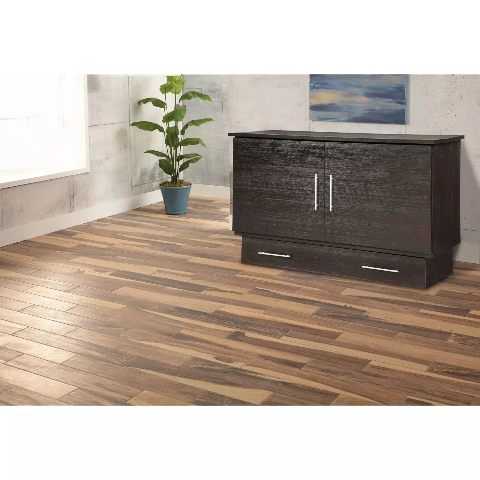 Arason Coffee Espresso Full Black Murphy Cabinet Bed SKU 502-20