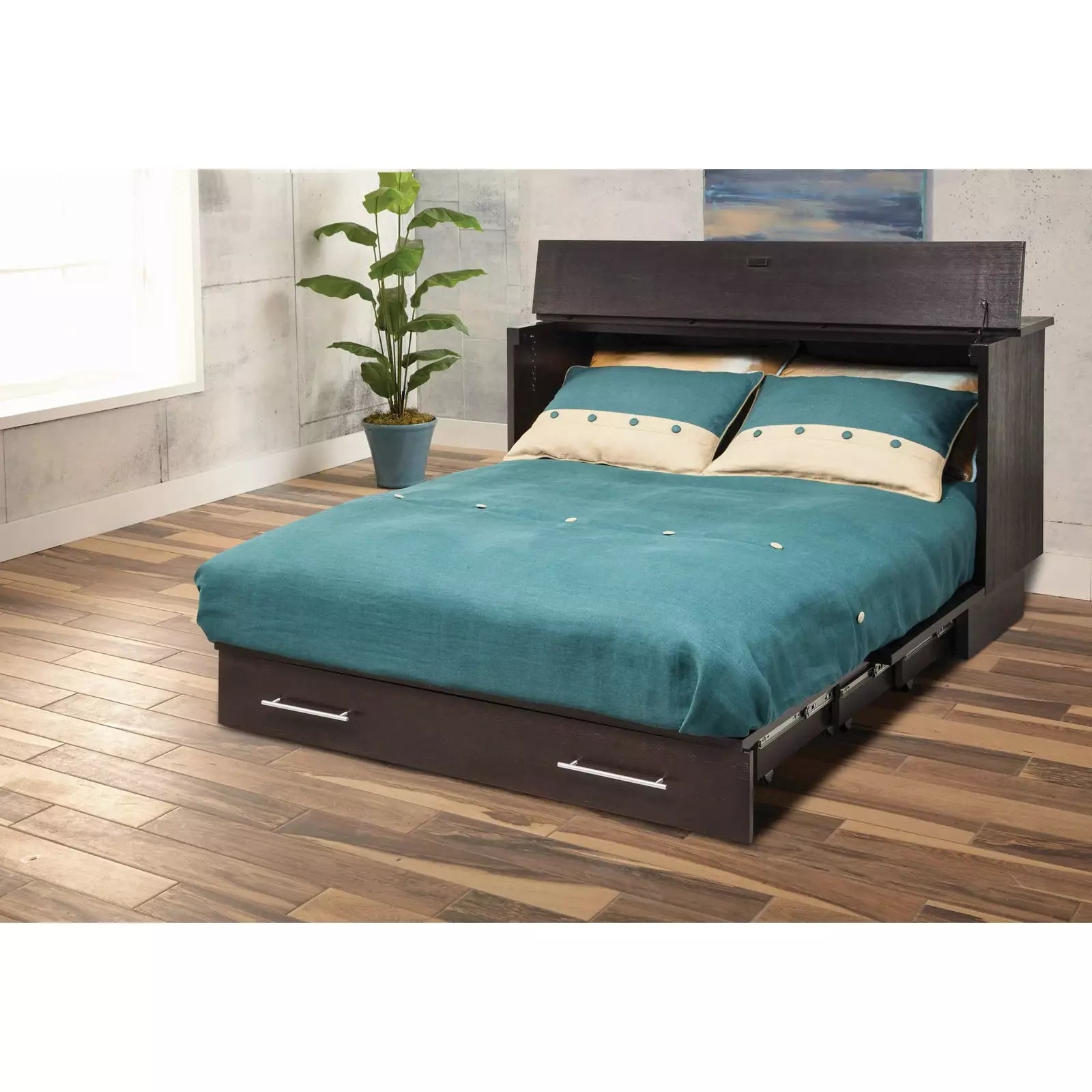 Arason Coffee Espresso Full Black Murphy Cabinet Bed SKU 502-20