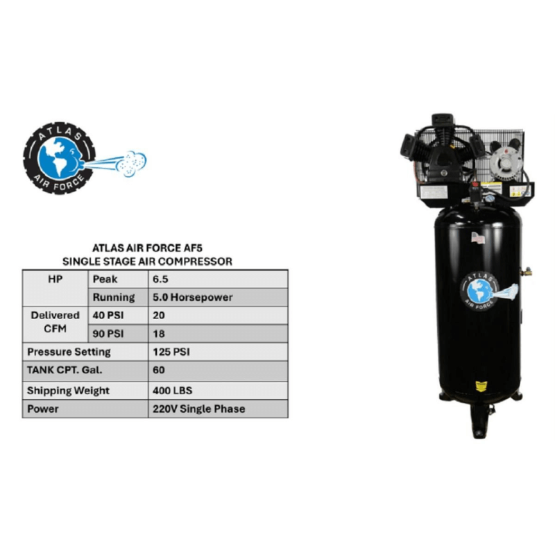 Atlas 5HP 60 Gallon Air Compressor SKU ATEMPAF5