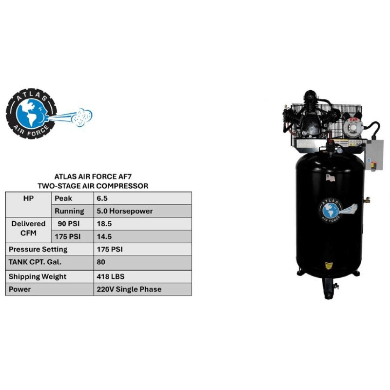 Atlas 5HP 80 Gallon Air Compressor SKU ATEMPAF7