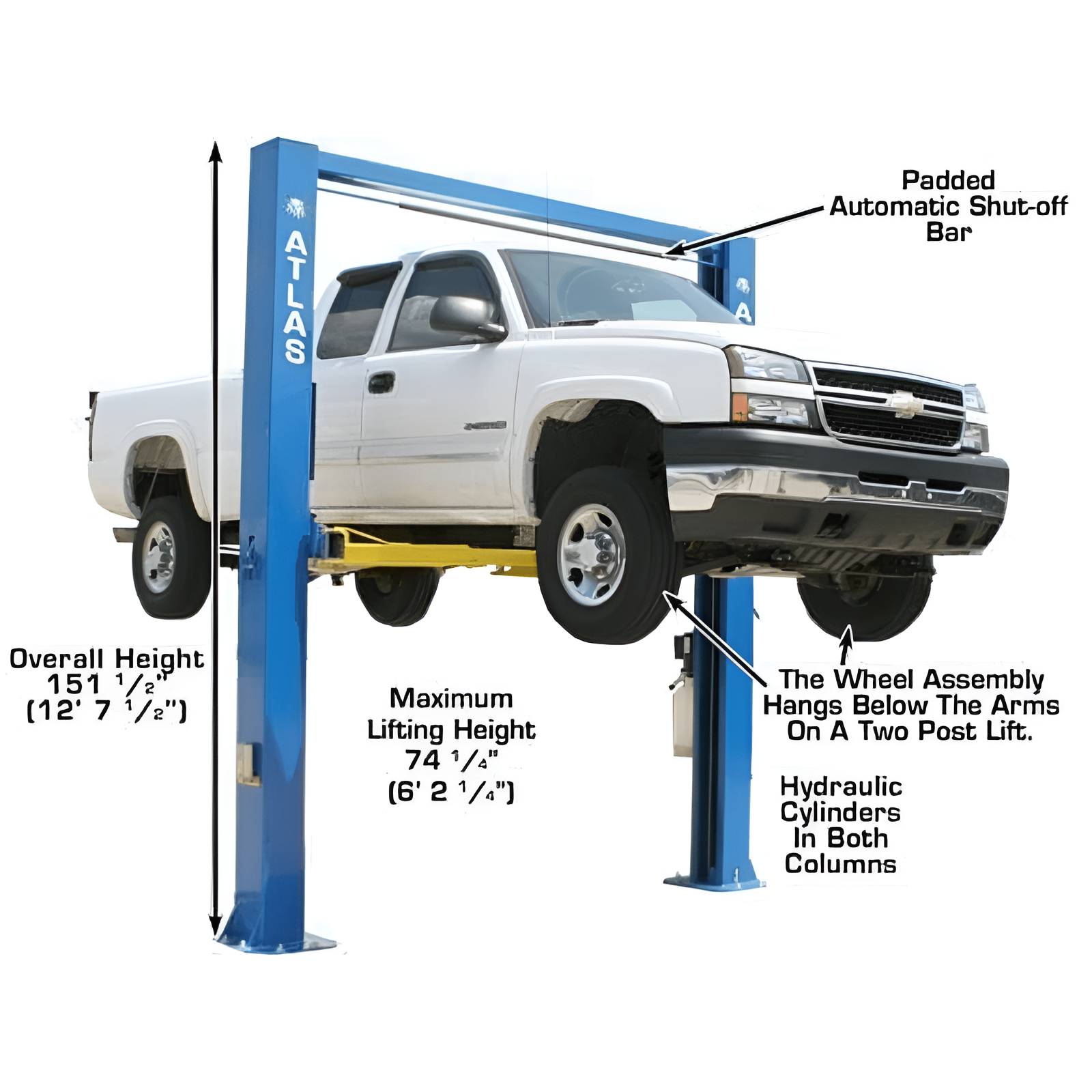 Atlas 10,000 lb Extra Tall 2 Post Lift SKU ATEATTD-OHX10000X