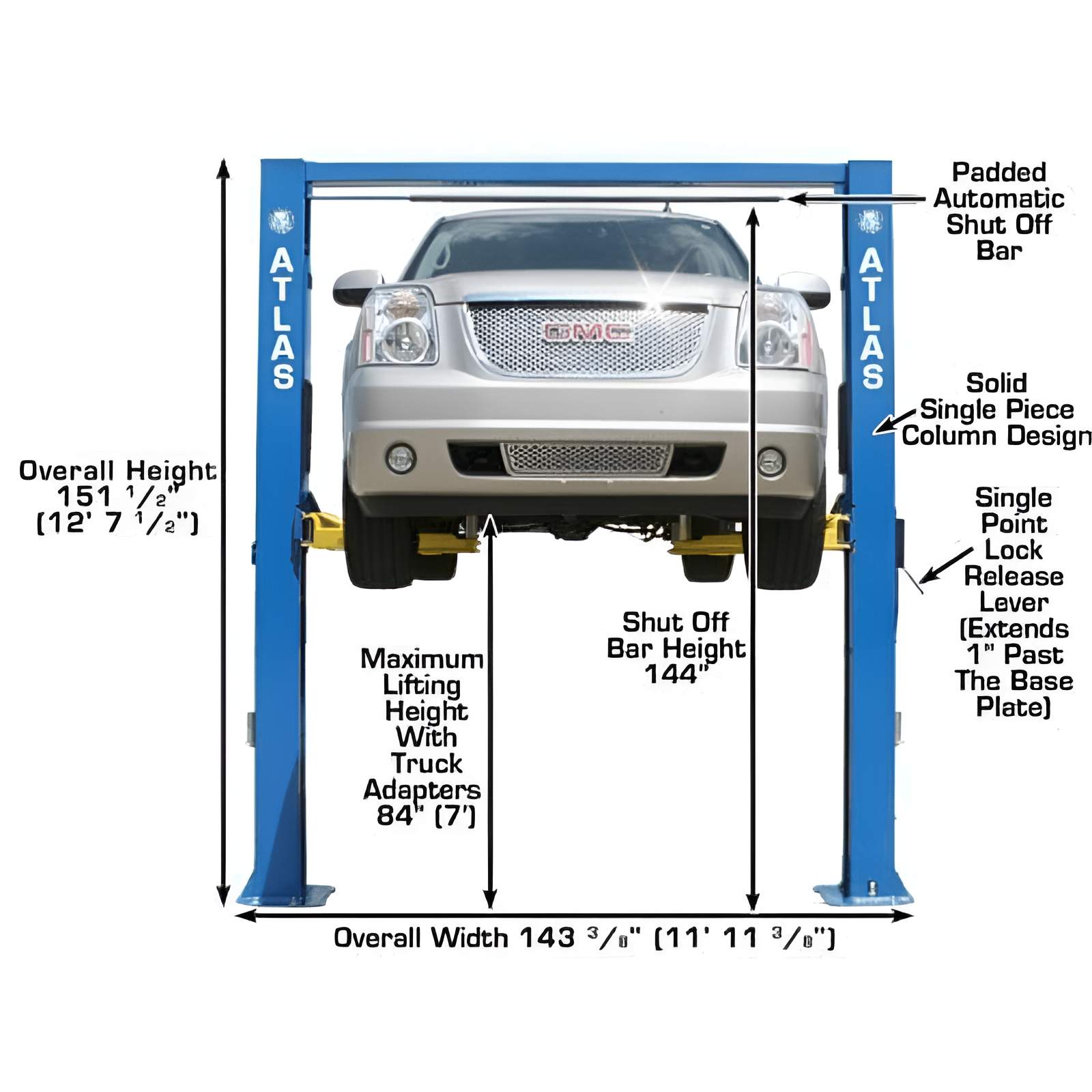 Atlas 10,000 lb Extra Tall 2 Post Lift SKU ATEATTD-OHX10000X