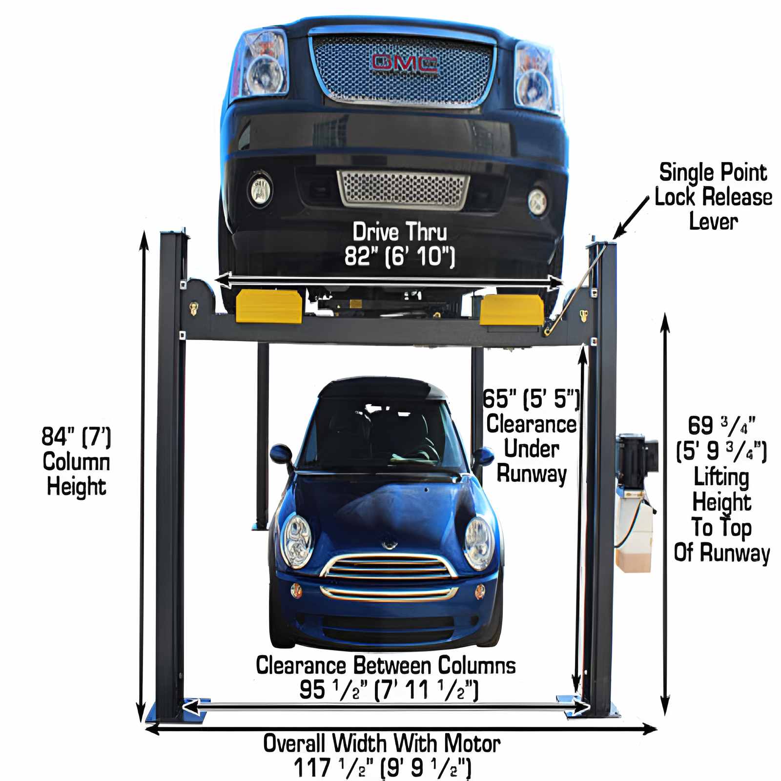 Atlas 8,000lb 4 Post Vehicle Storage Lift, Super Deluxe SKU ATEATTD-408SL