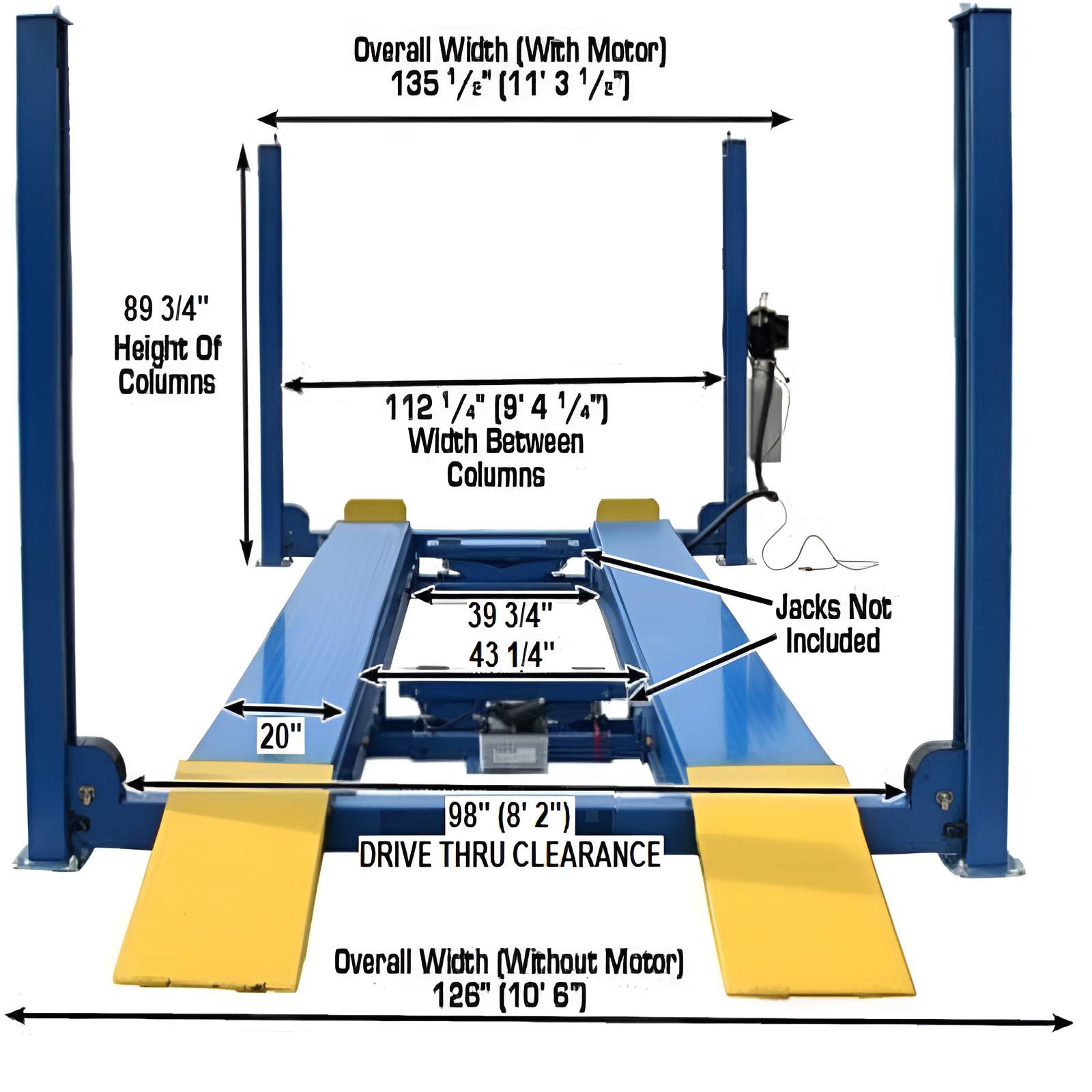 Atlas 4 Post Lift 12,000 lb, Commercial Grade SKU ATEATTD-412