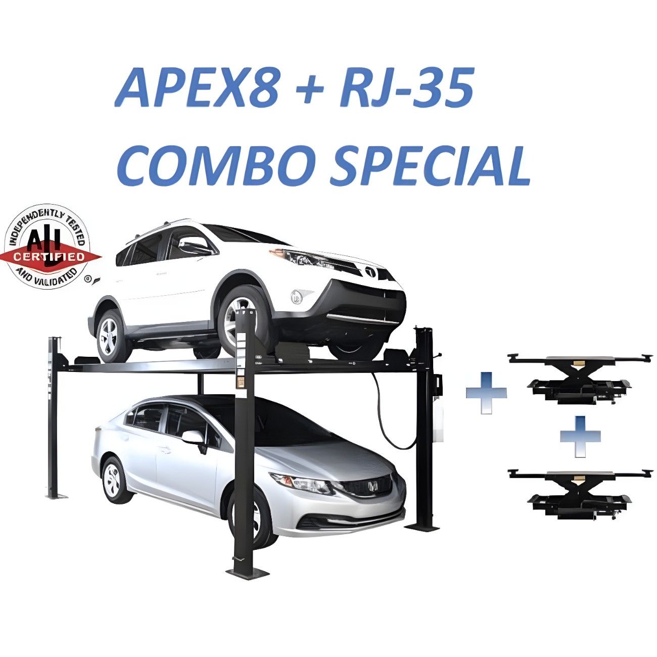 Atlas APEX 8 4 Post Lift, 2 x ProJack35 Sliding Jacks Combo SKU ATEATTD-APEX8-COMBO
